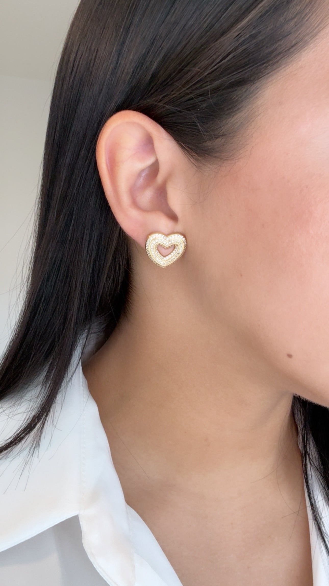 Heart Pave Stud Earrings