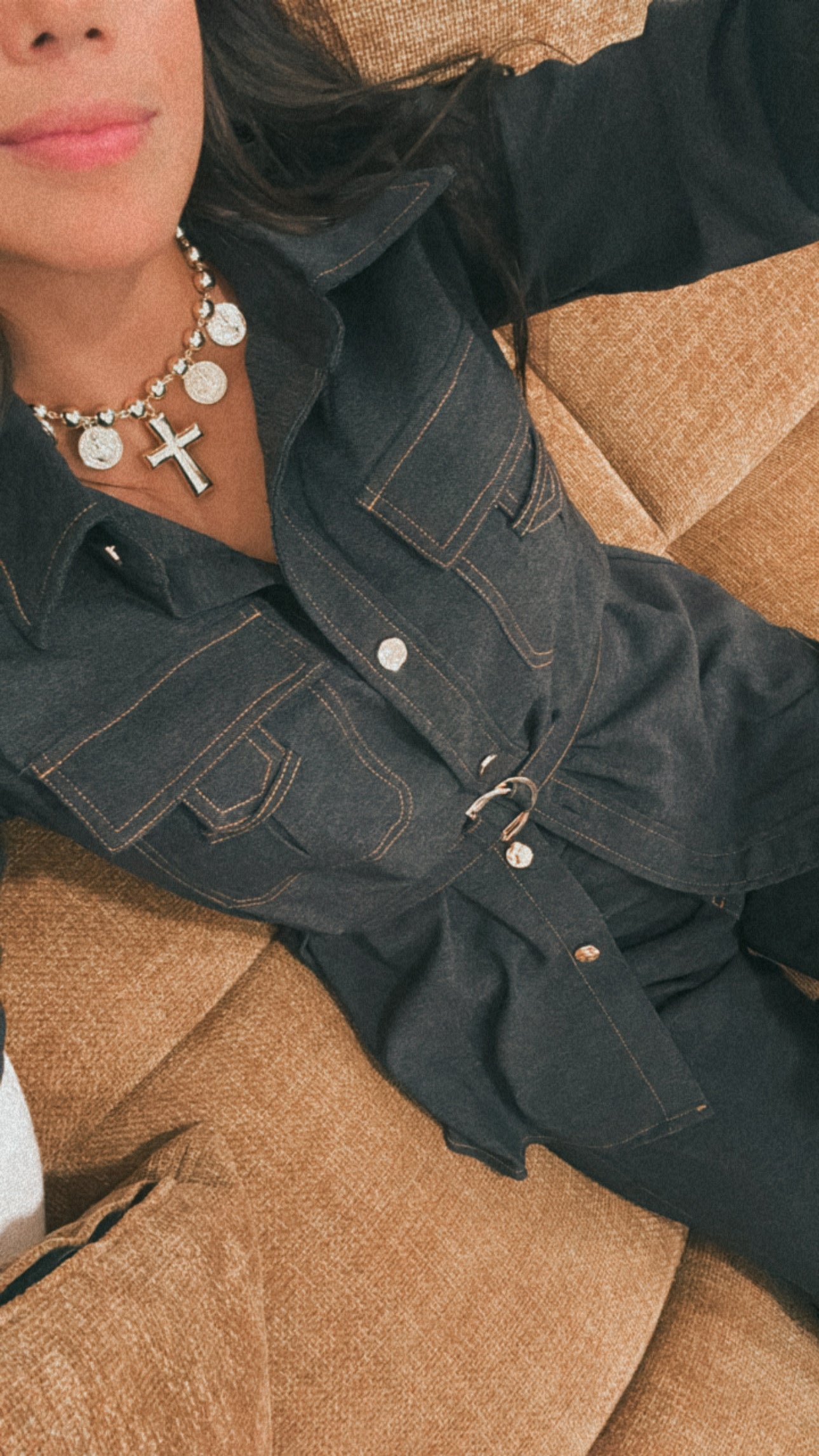 Long sleeve dark denim set