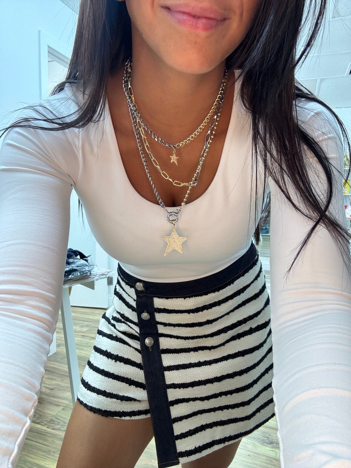 Layer in Two tone goose necklace