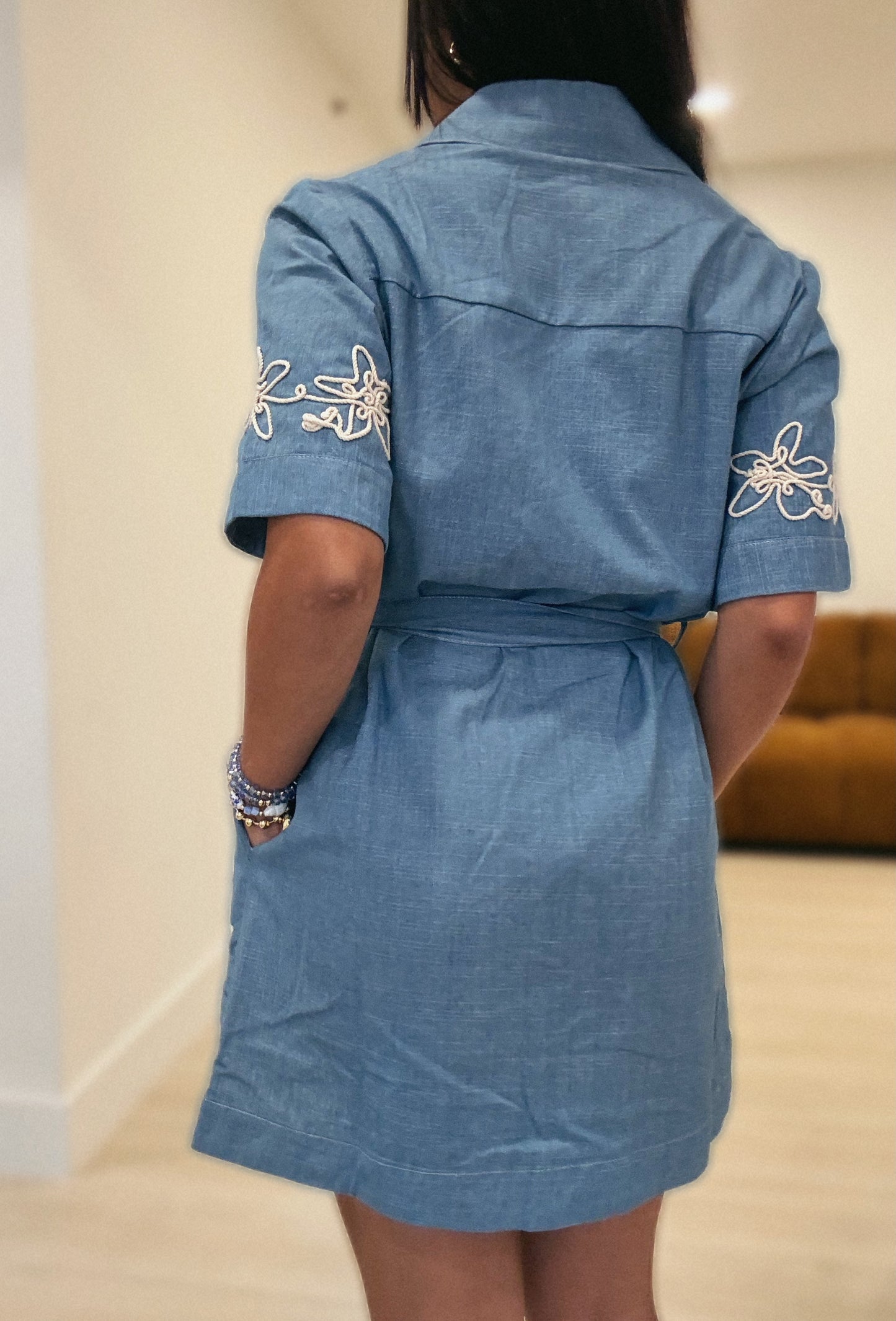 Denim bloom bottom dress