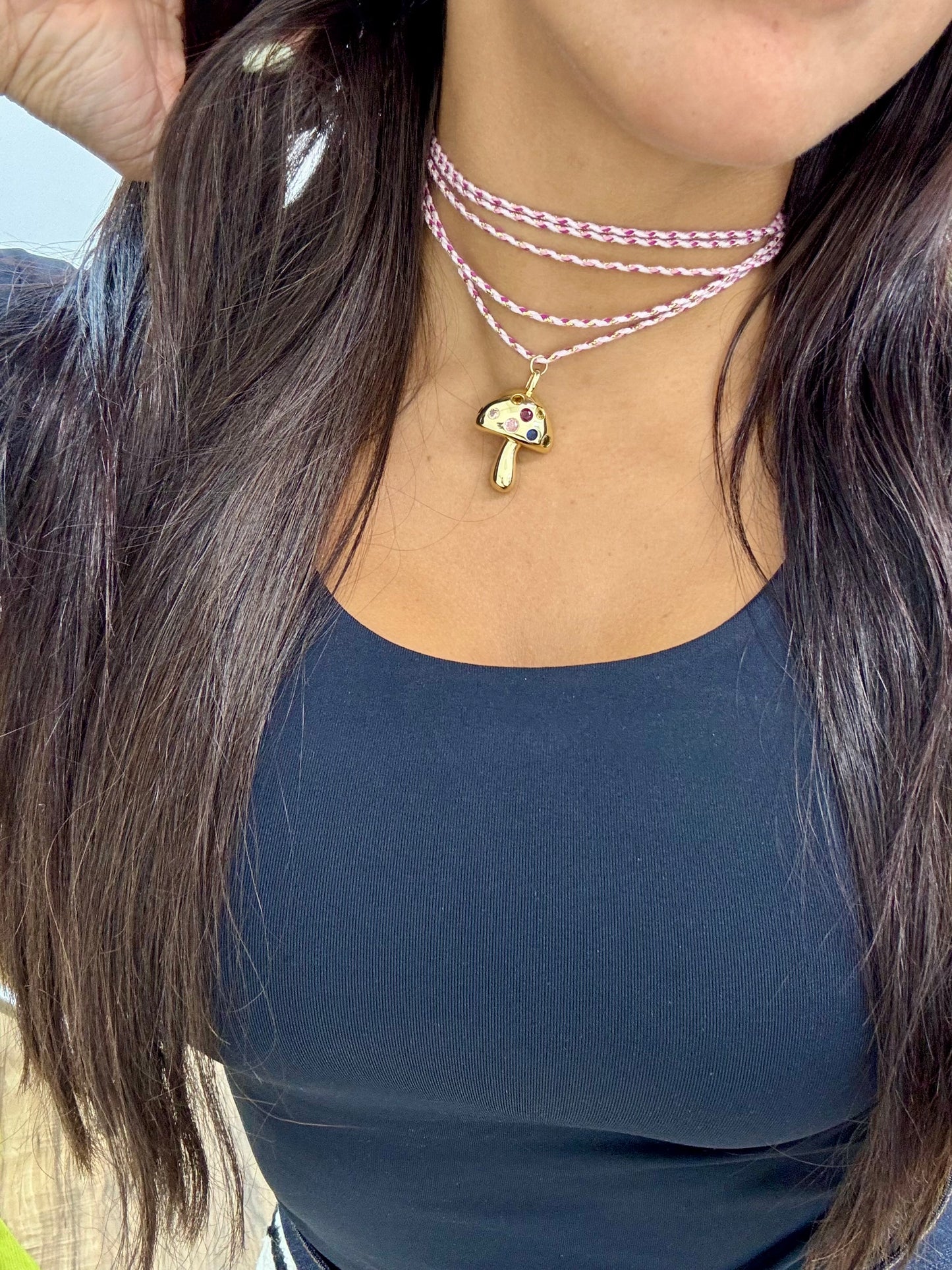 3 in 1 Trendy cord mushroom (Necklace choker - bracelet)