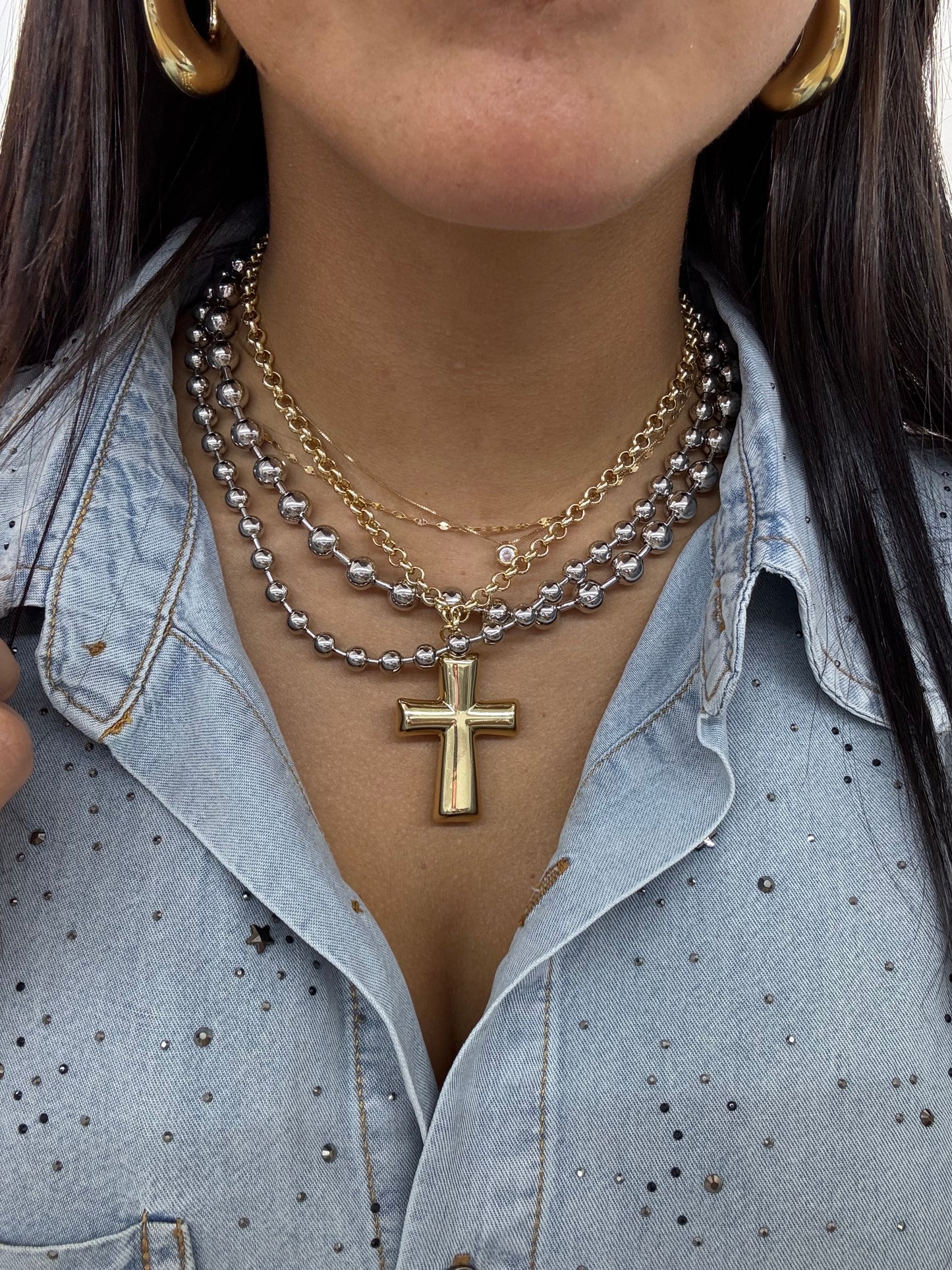 Cross plain necklace