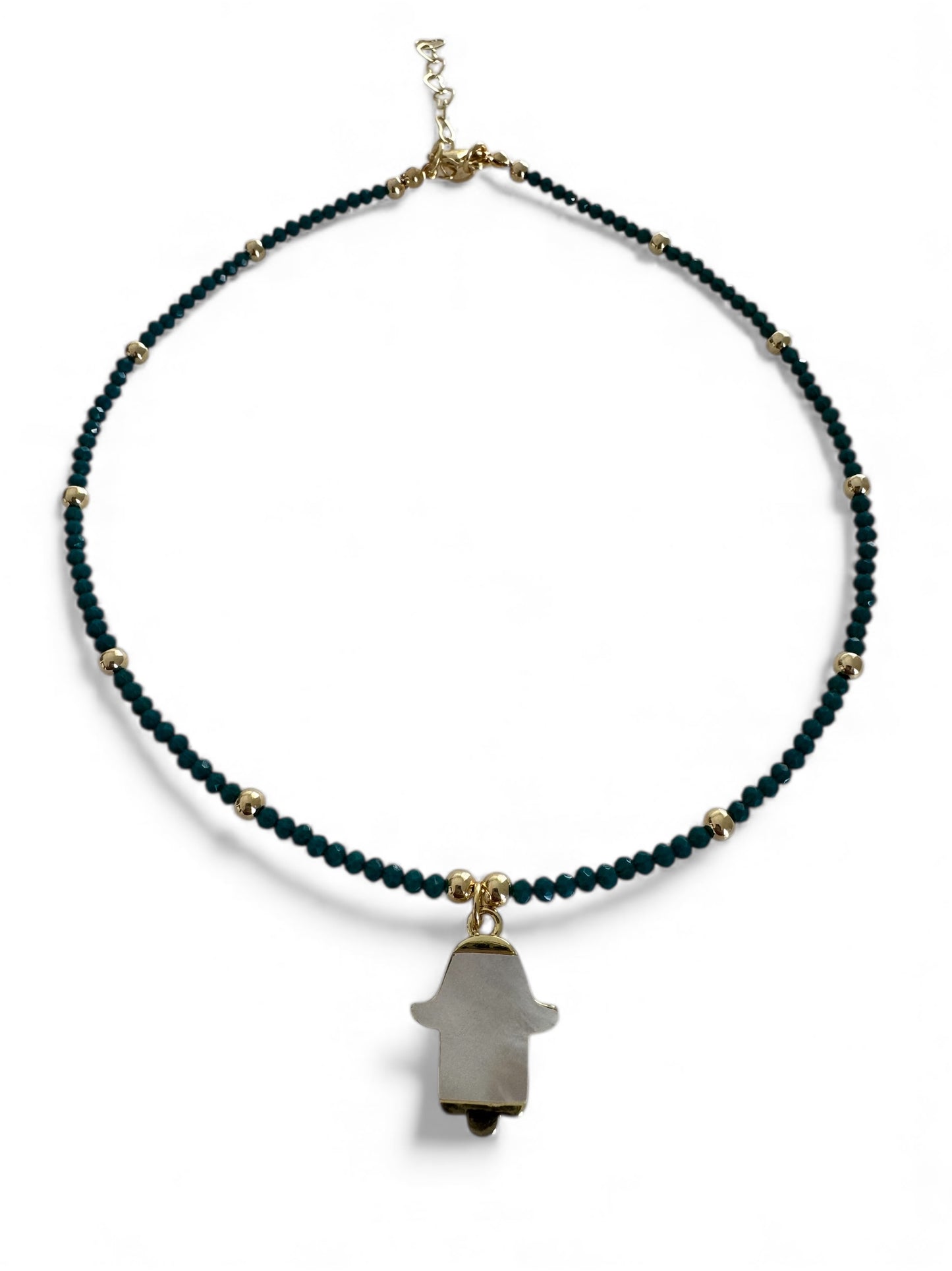 Hamsa teal choker