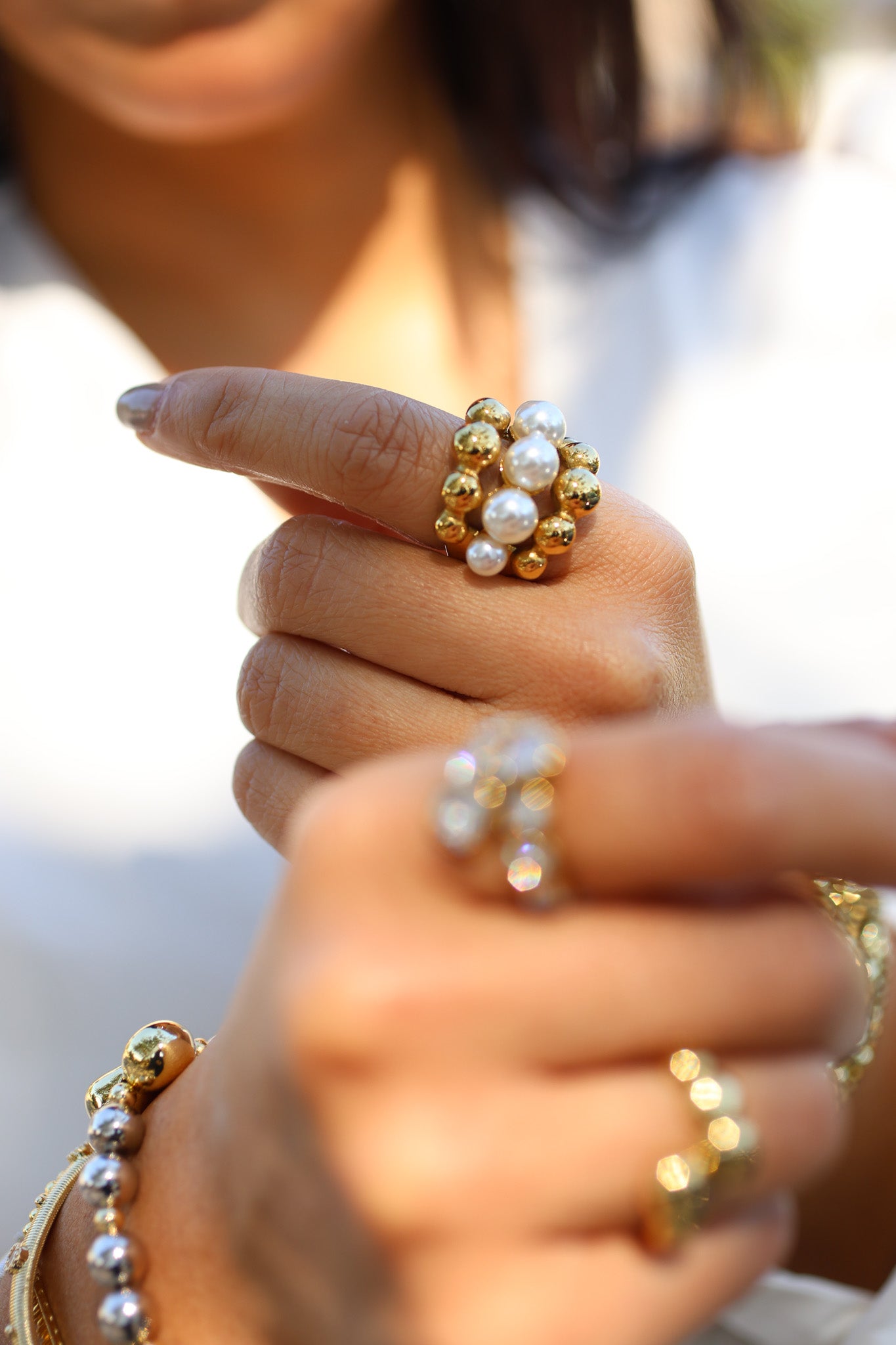Pearl golden ring