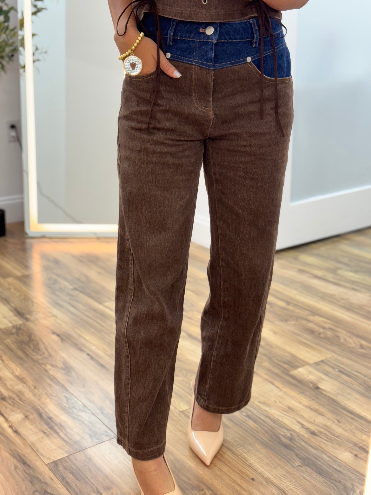 Brown denim set