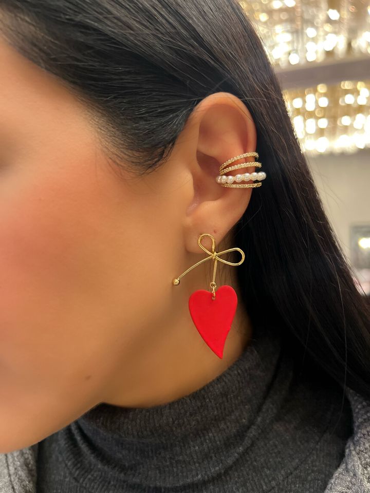 Bow & Heart Dangle Earrings