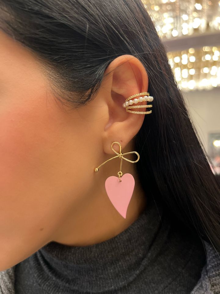 Bow & Heart Dangle Earrings