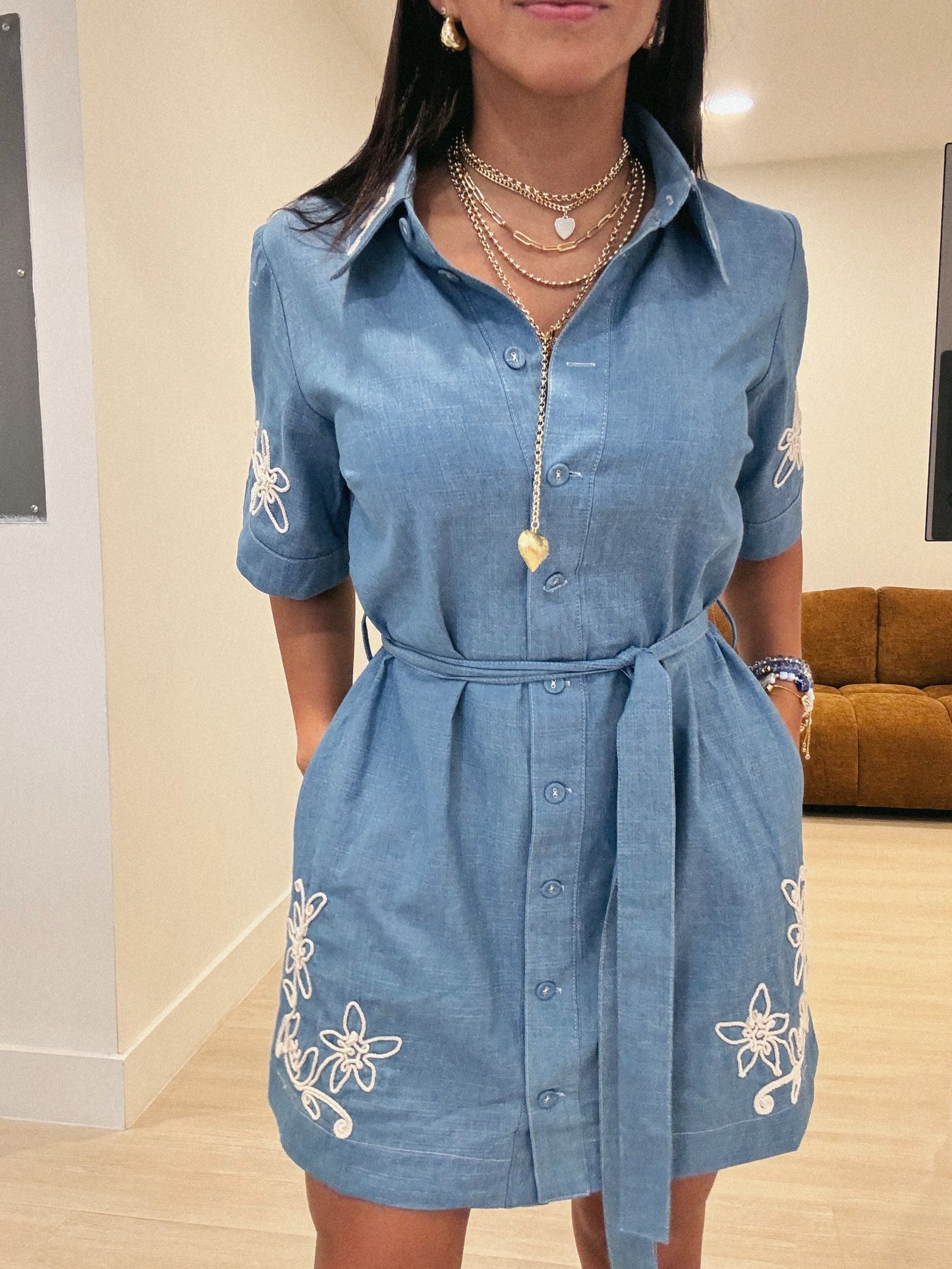 Denim bloom bottom dress