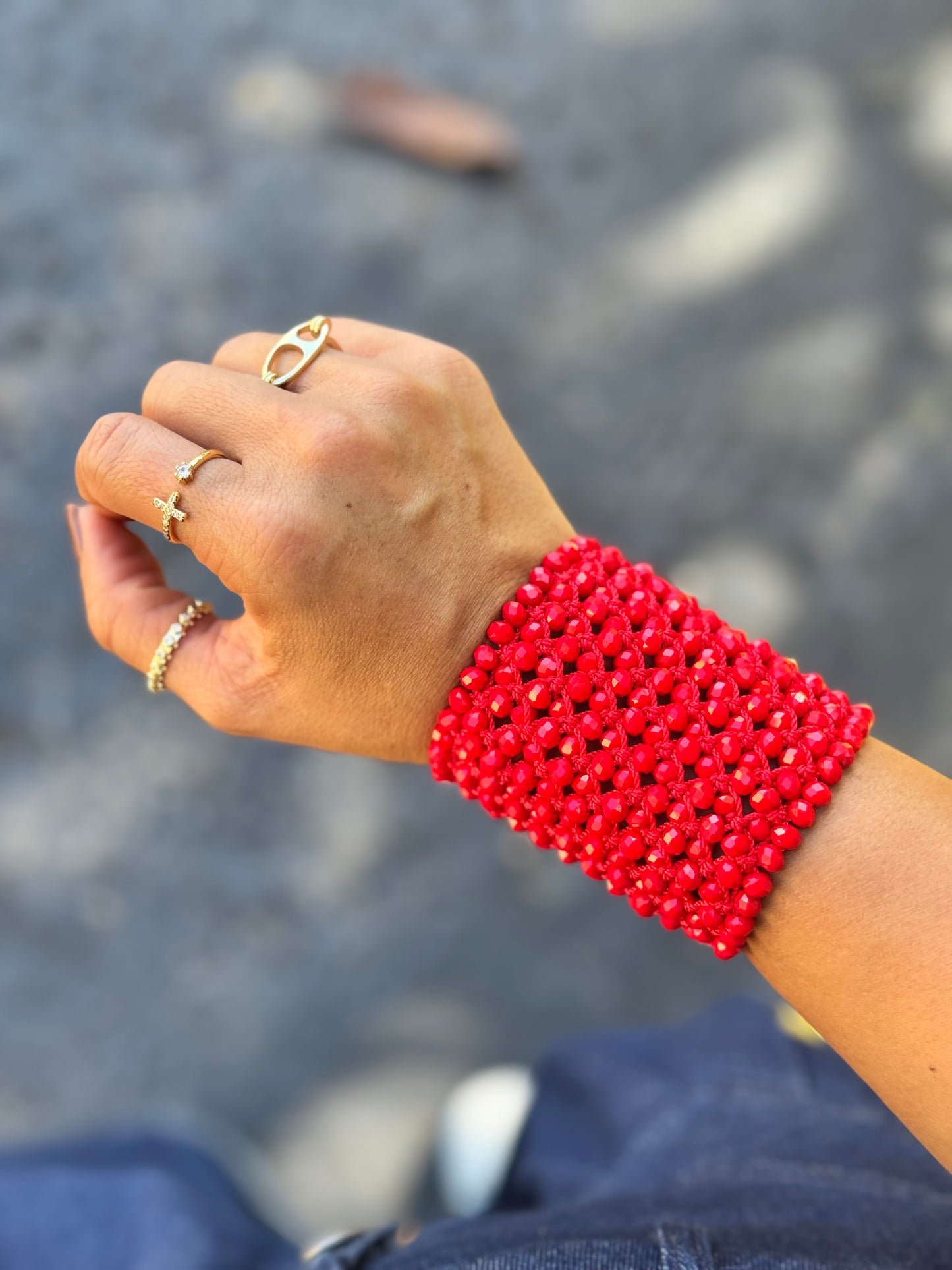 Red Love in thread bracelet