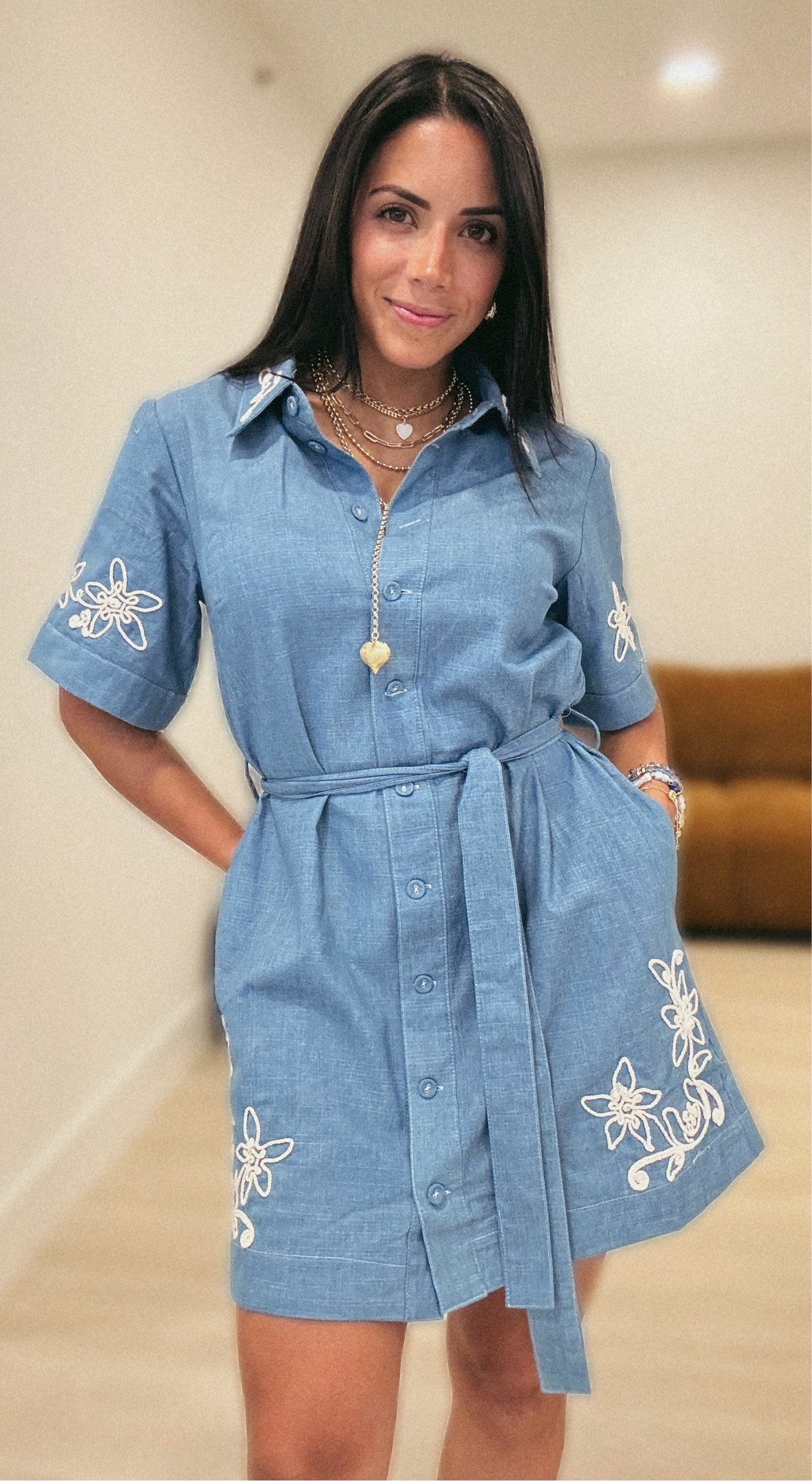 Denim bloom bottom dress