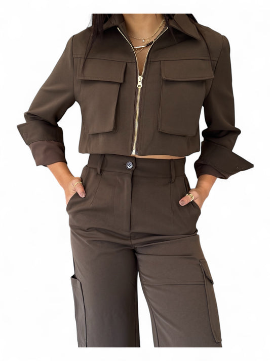 Mocca long sleeve + cargo Pants set