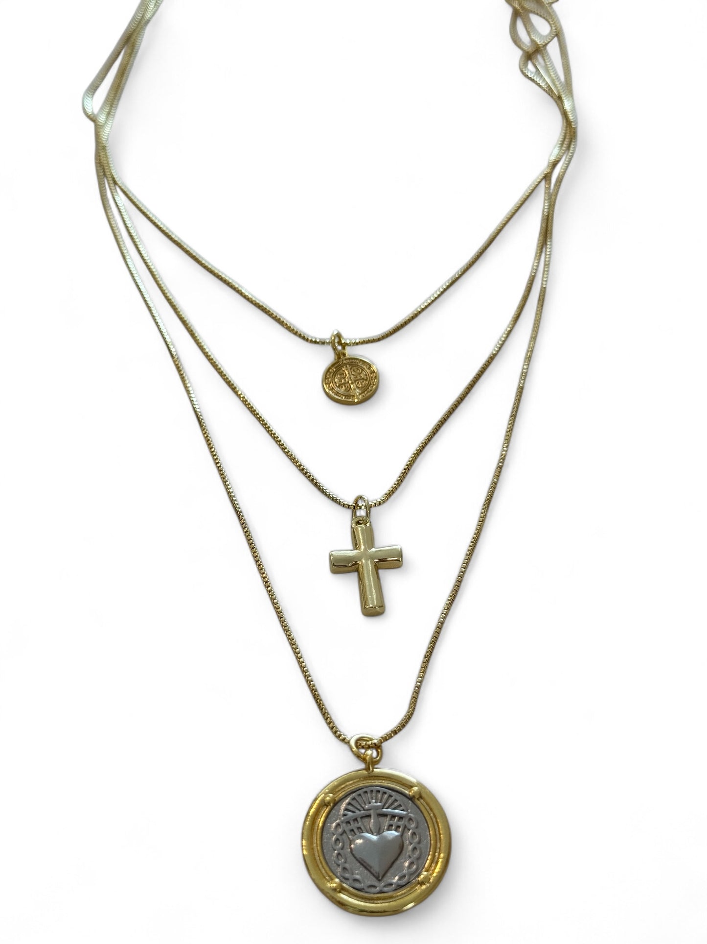 Religion layer necklace with earrings