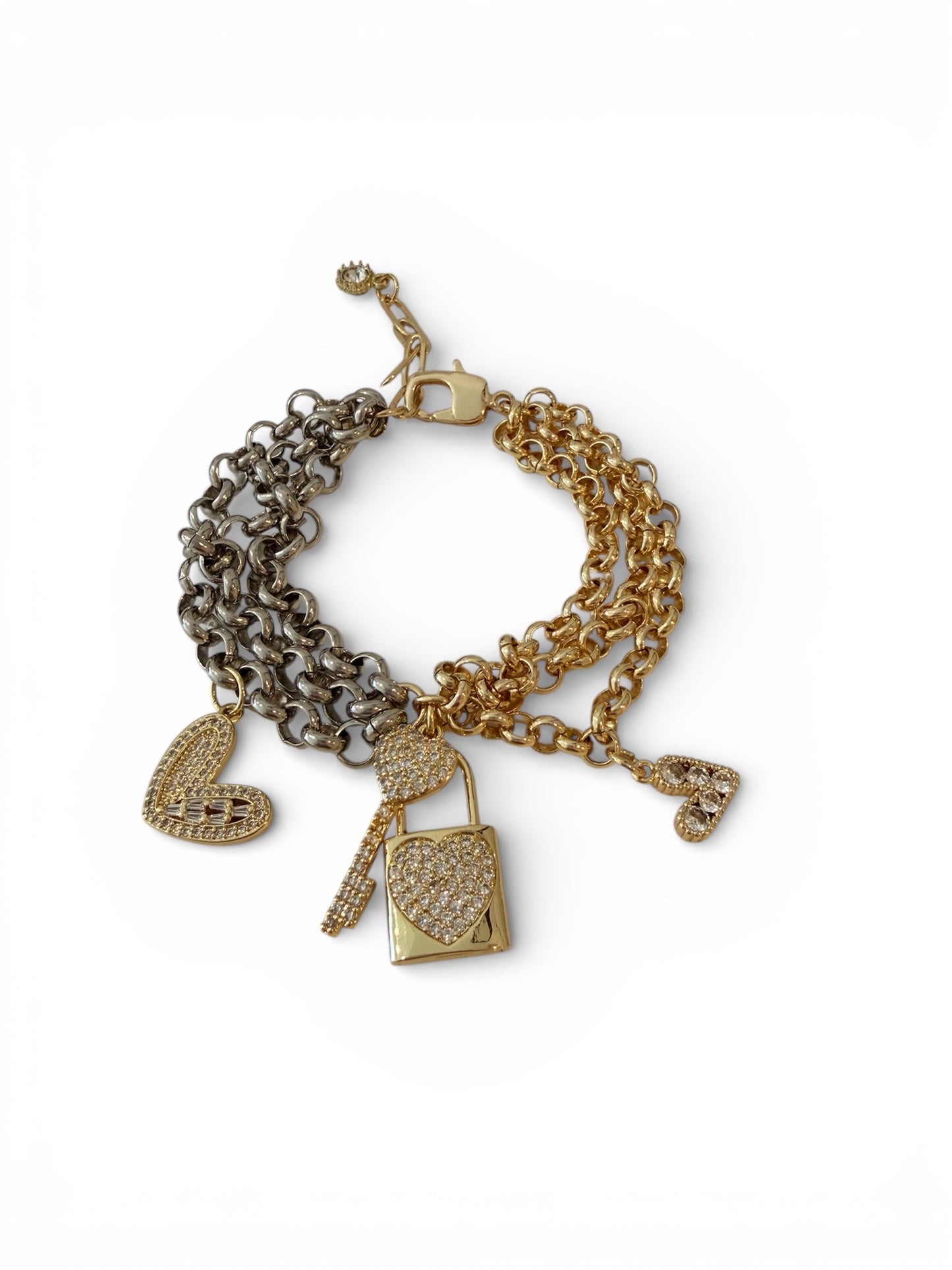 Two tone statement triple bracelet super top