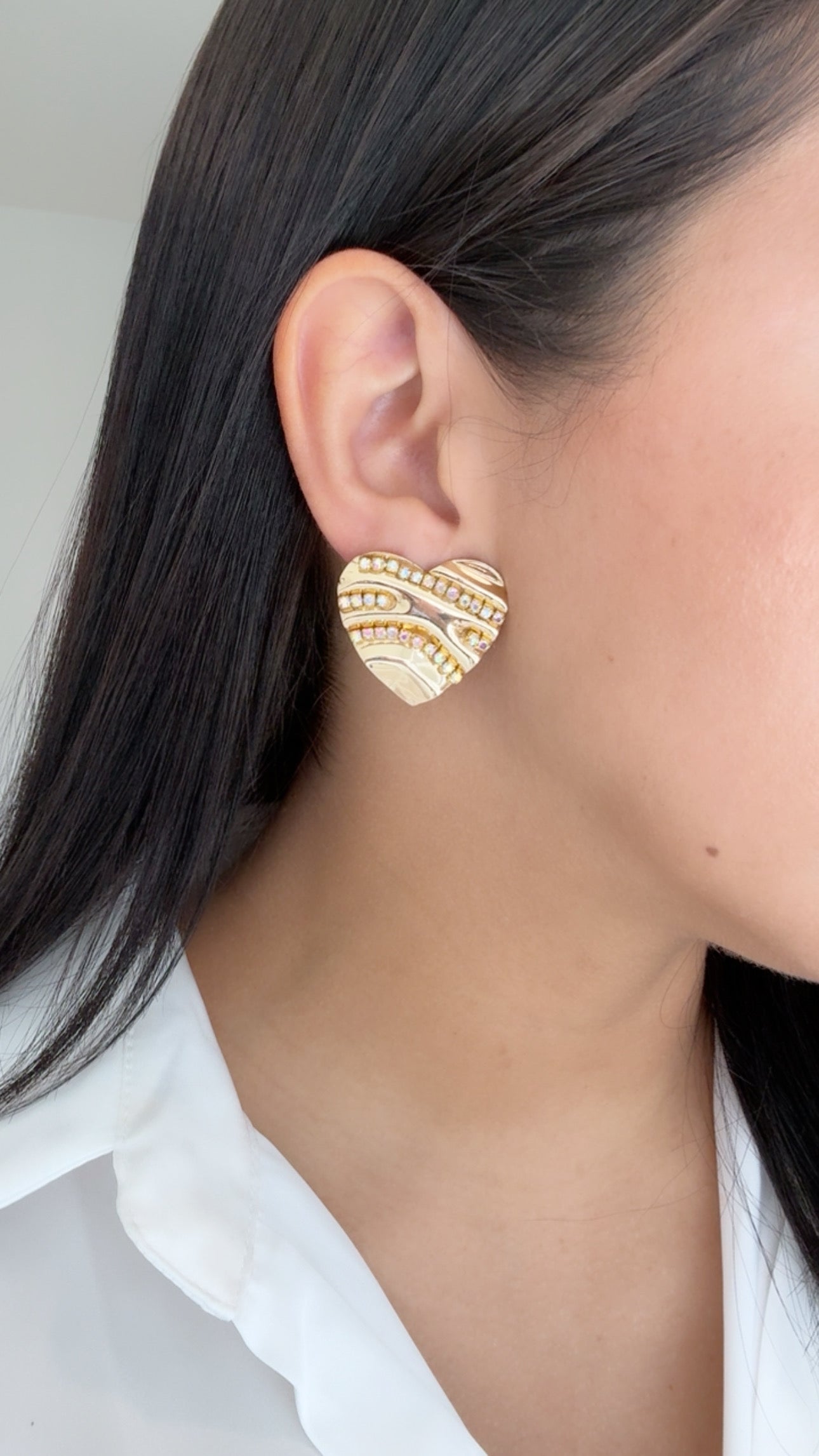 Metallic Heart Stud Earrings