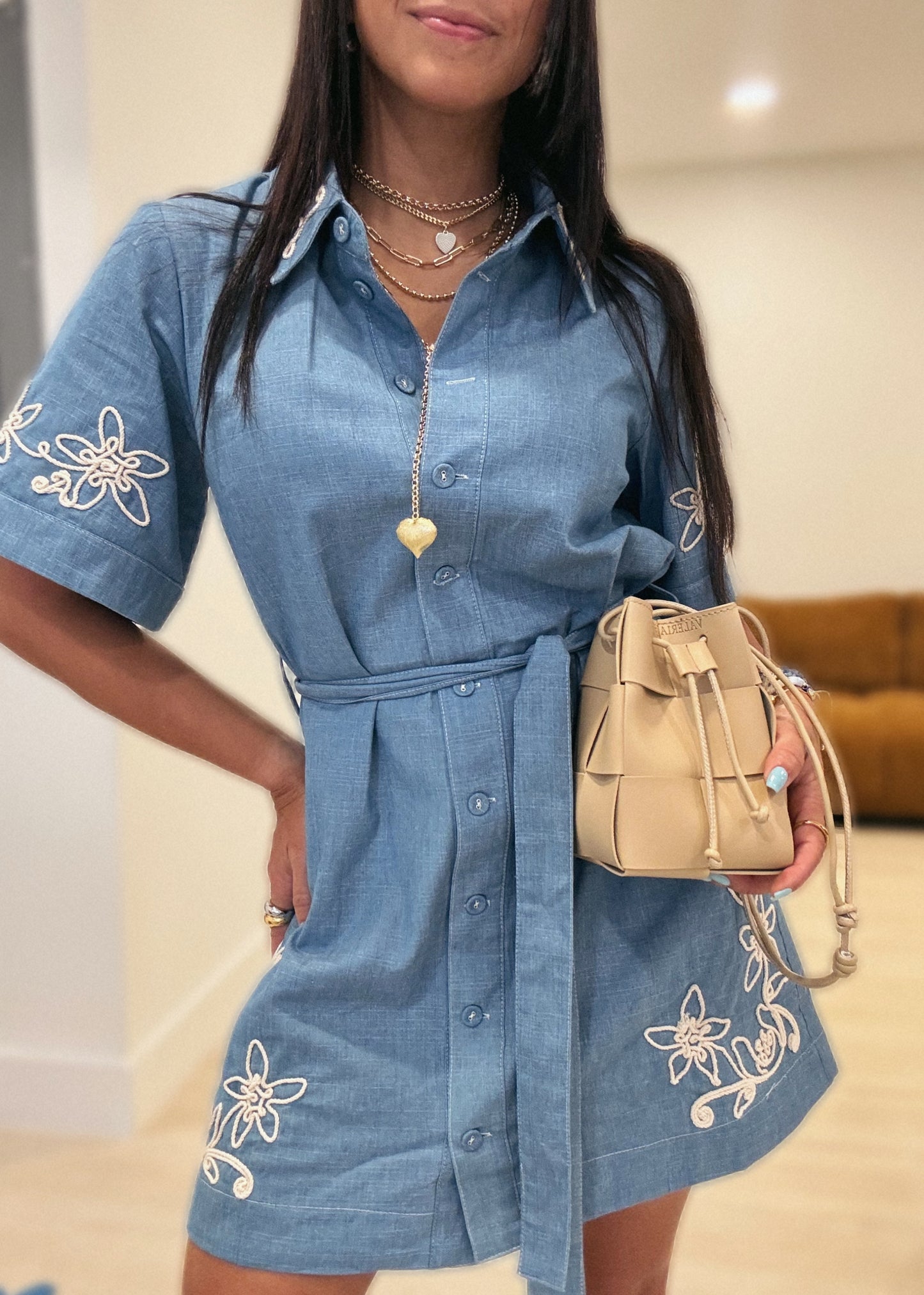 Denim bloom bottom dress