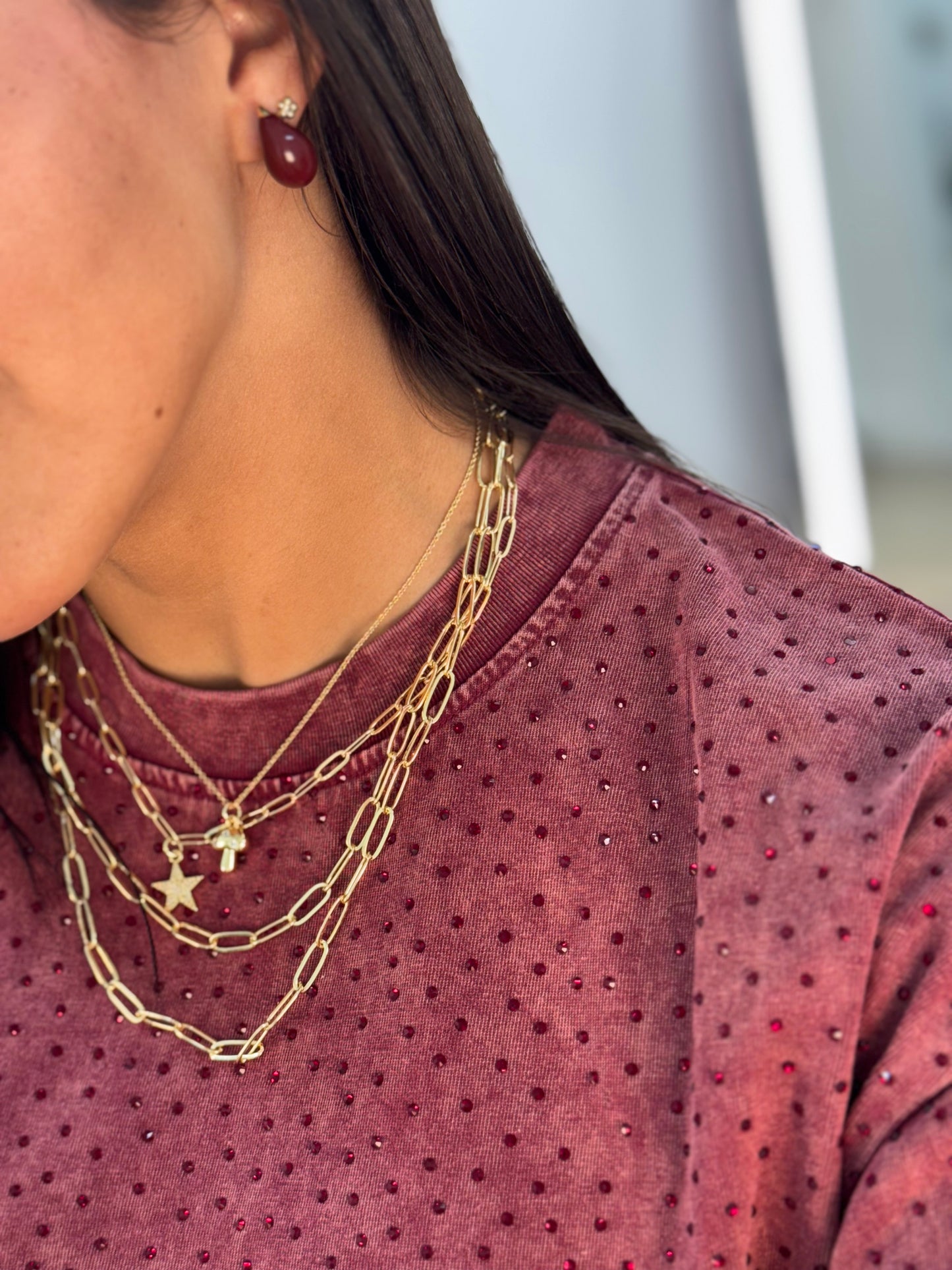 Sparkle cool oversized burgundy t shirt