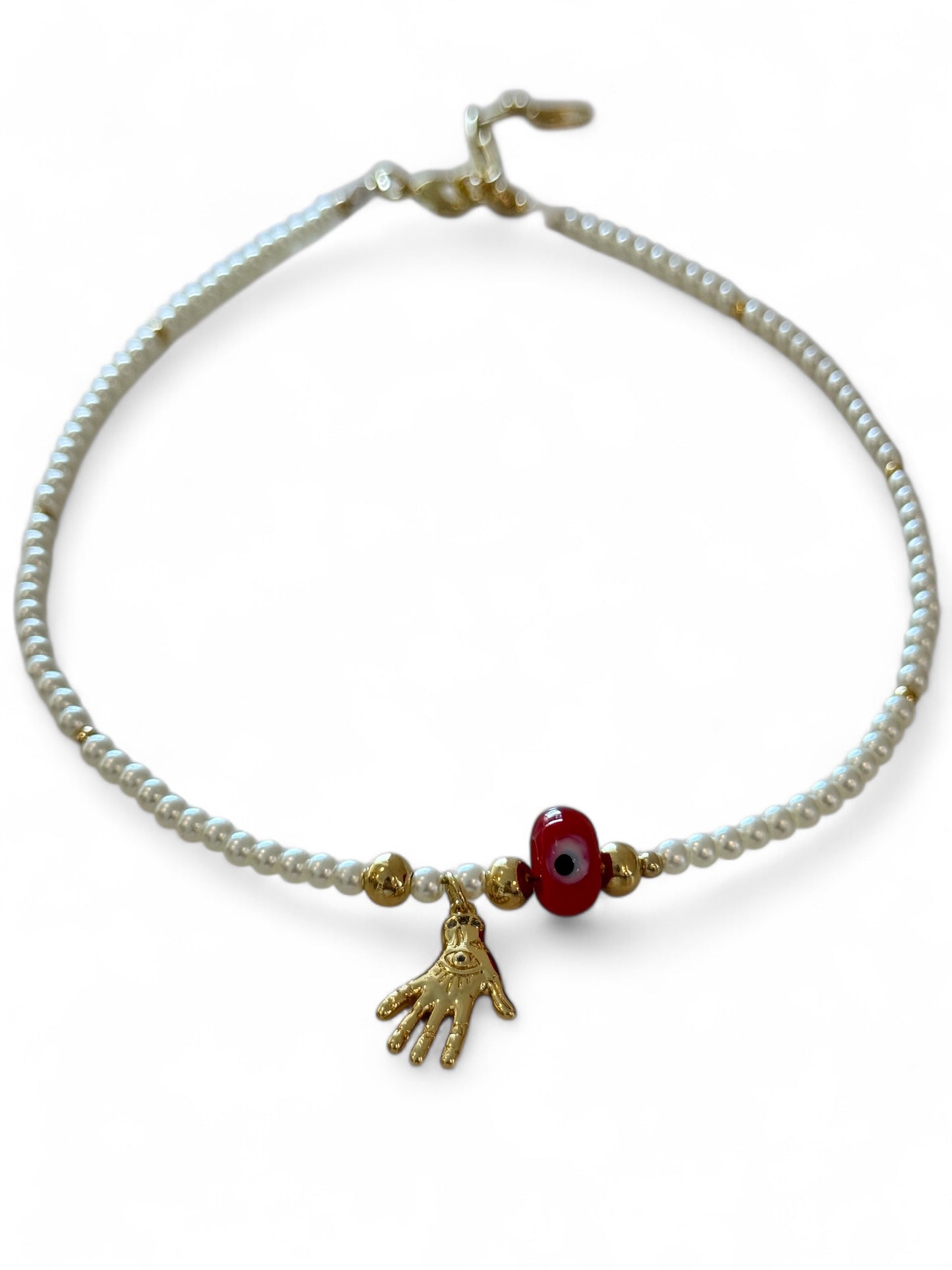 Protection pearly blue necklace