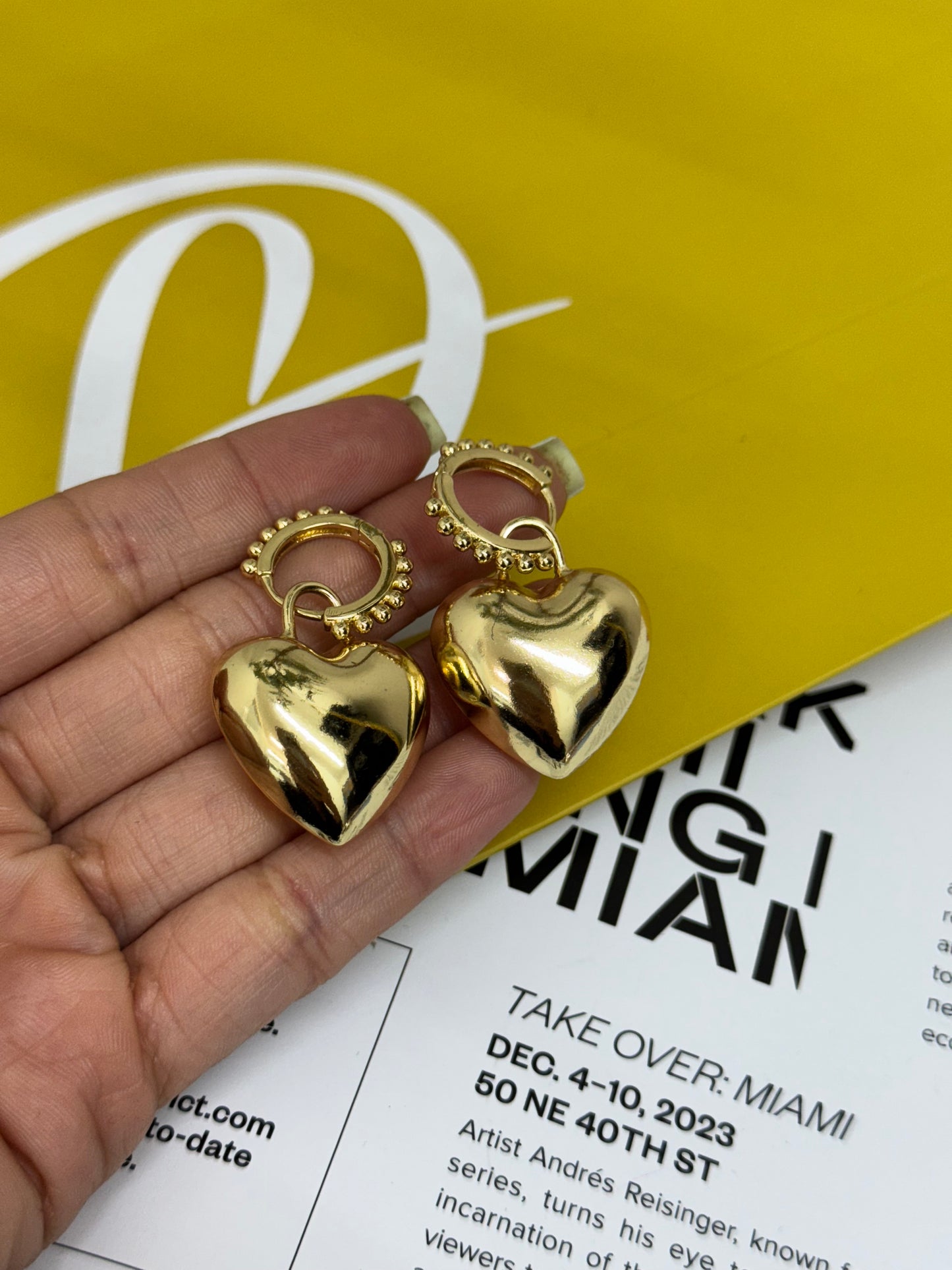 Heart golden hoops