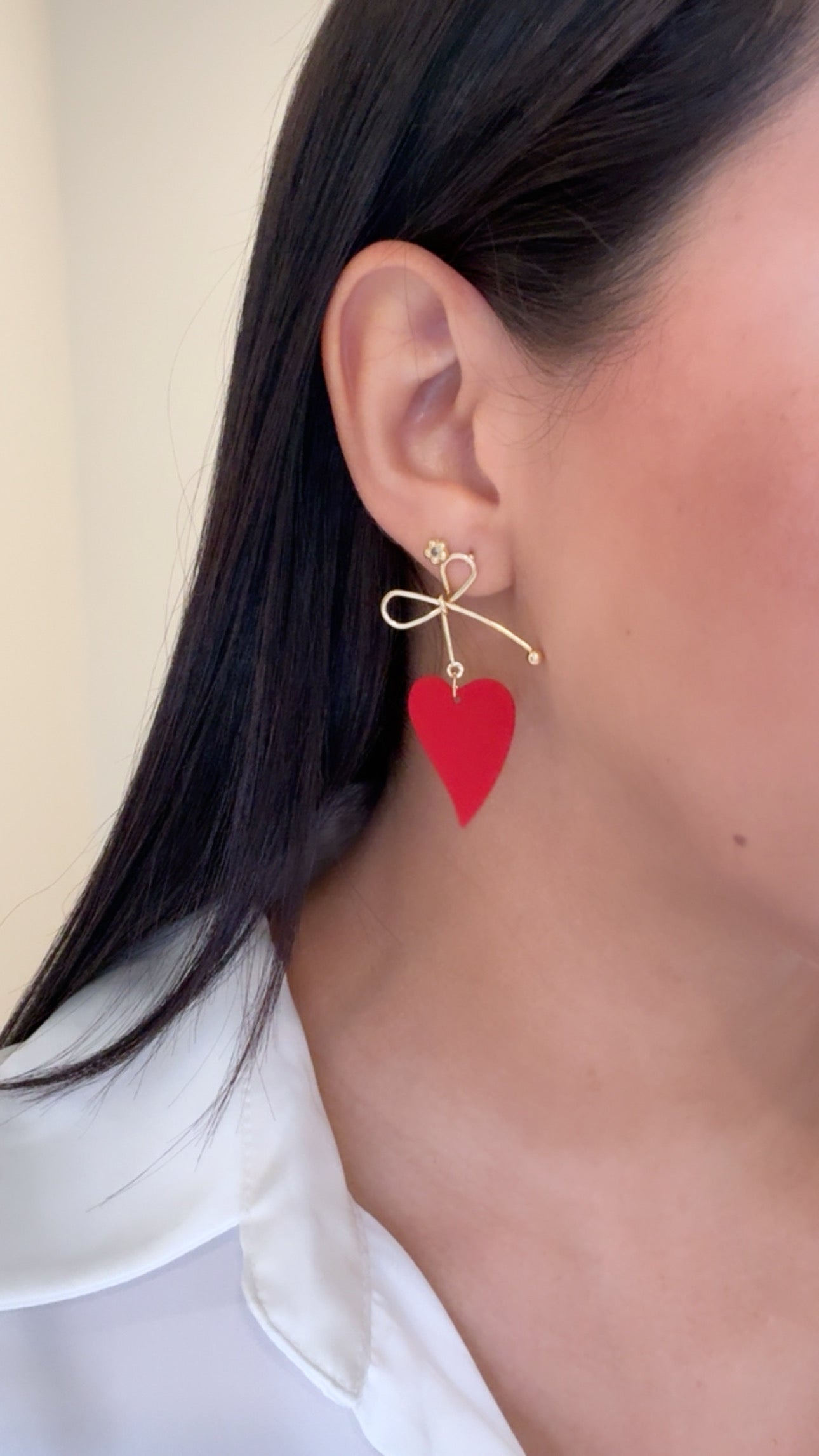 Bow & Heart Dangle Earrings