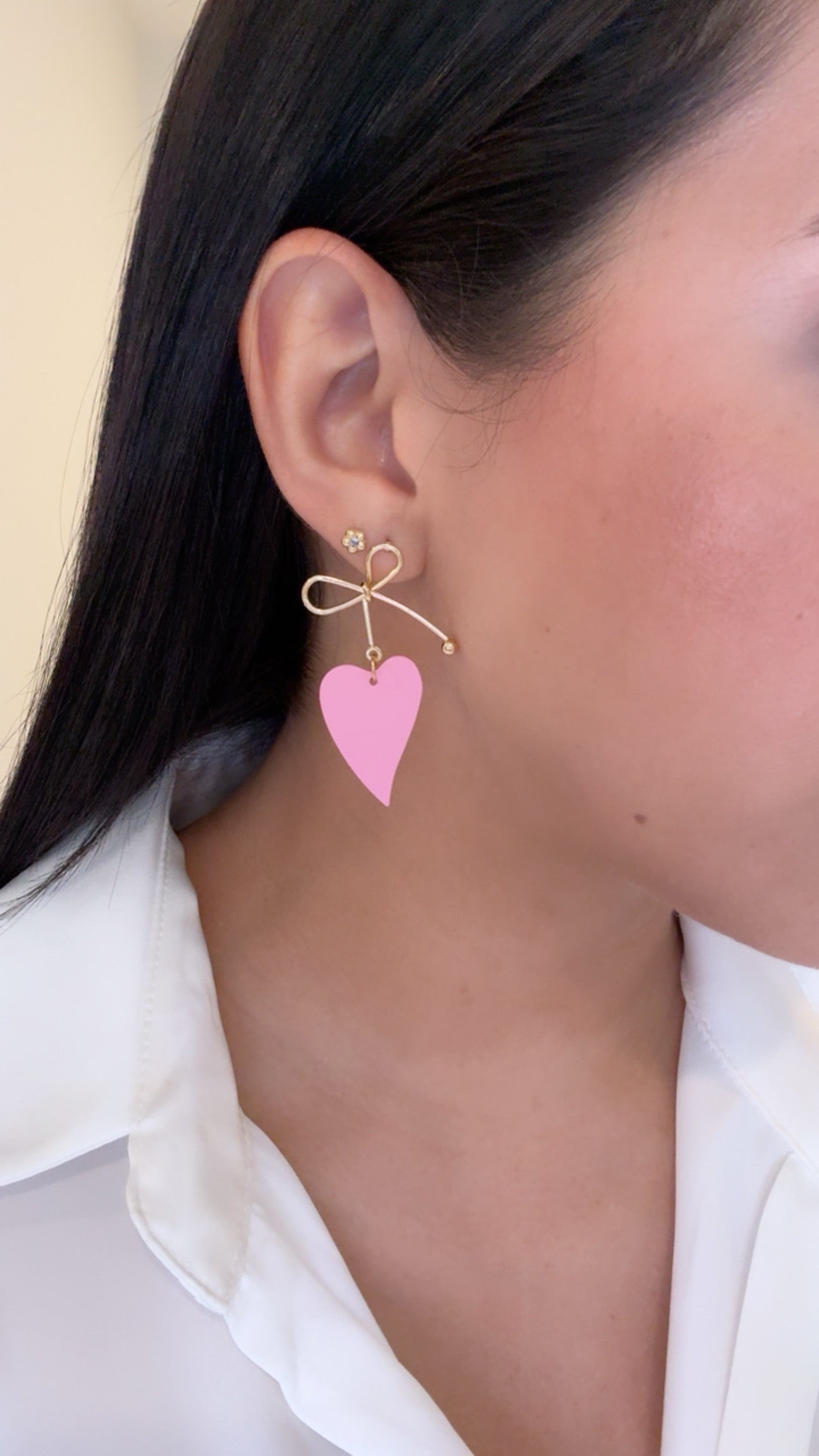 Bow & Heart Dangle Earrings