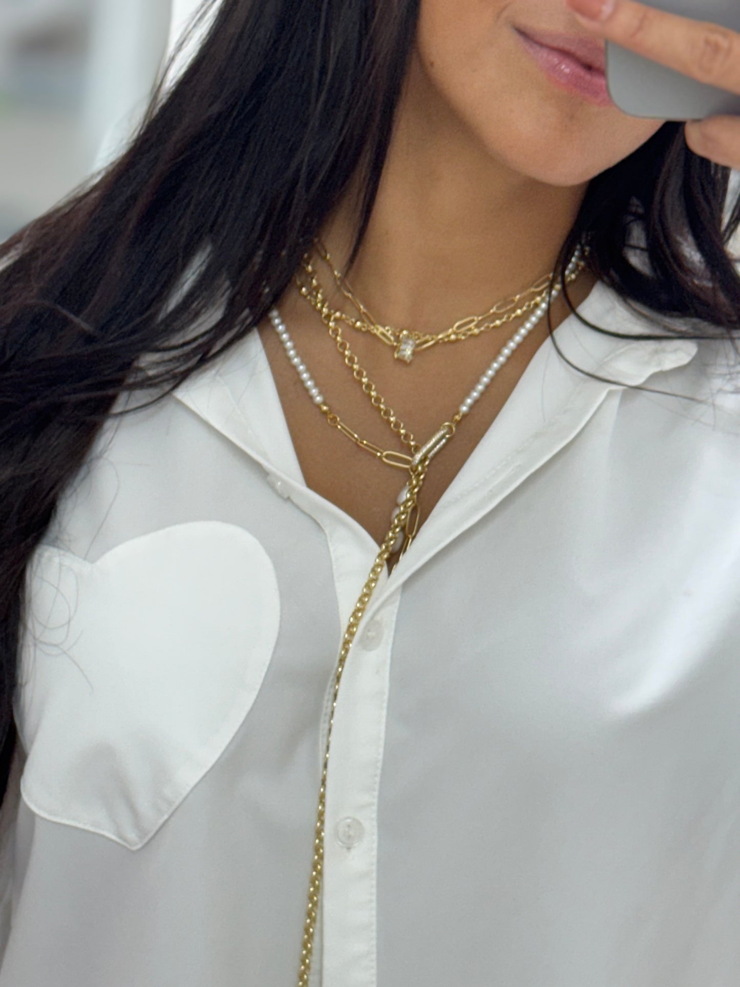 Mix styling layer necklaces