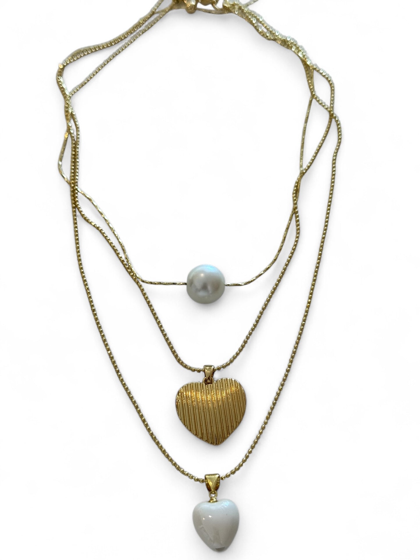 Pearly layer necklace with earrings