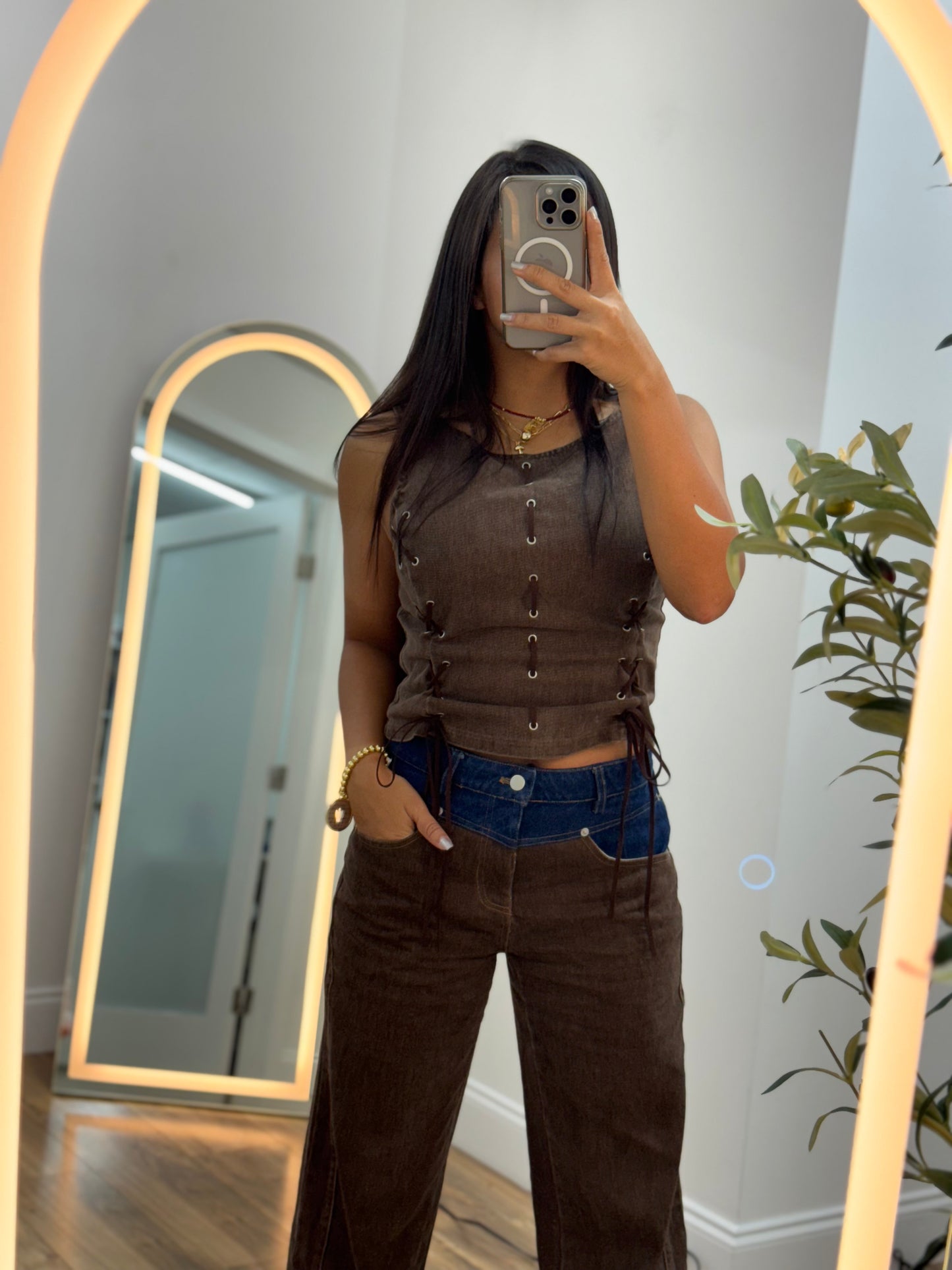 Brown denim set