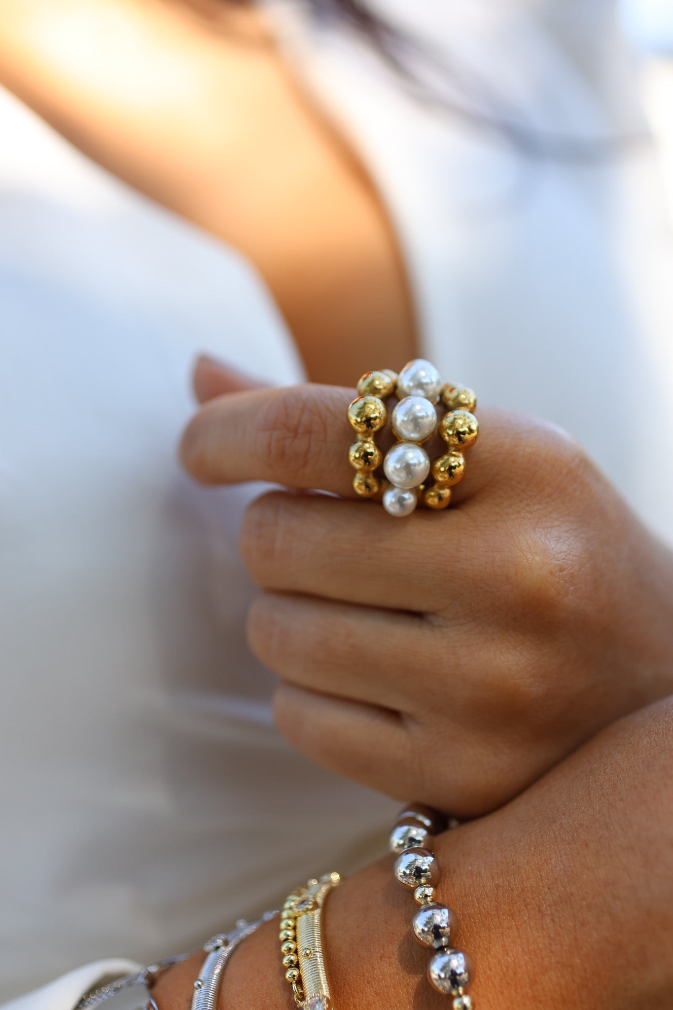 Pearl golden ring