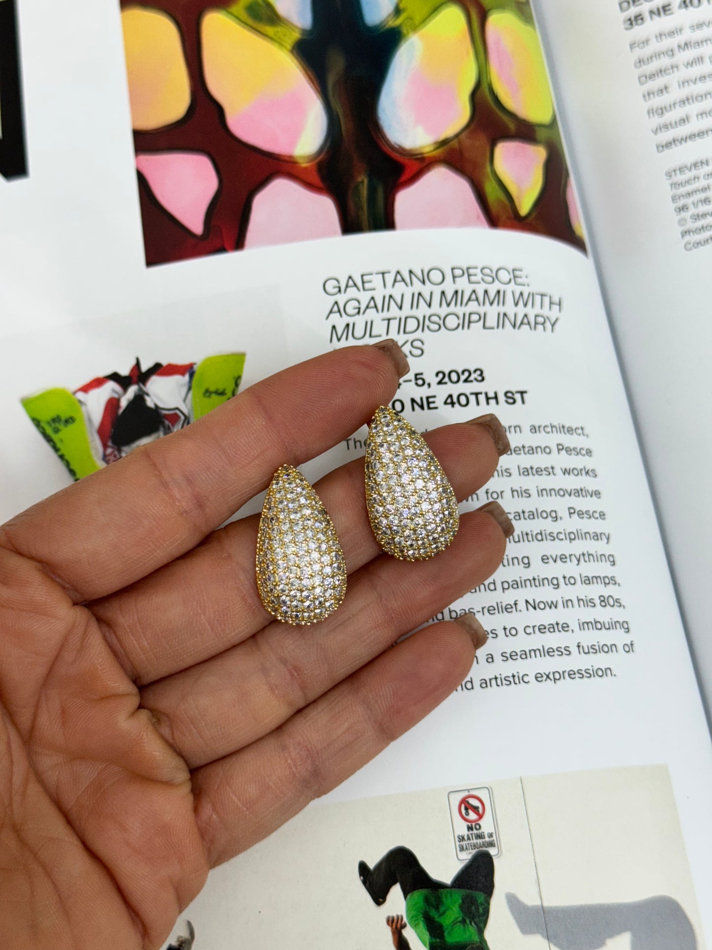 Teardrop pave earrings