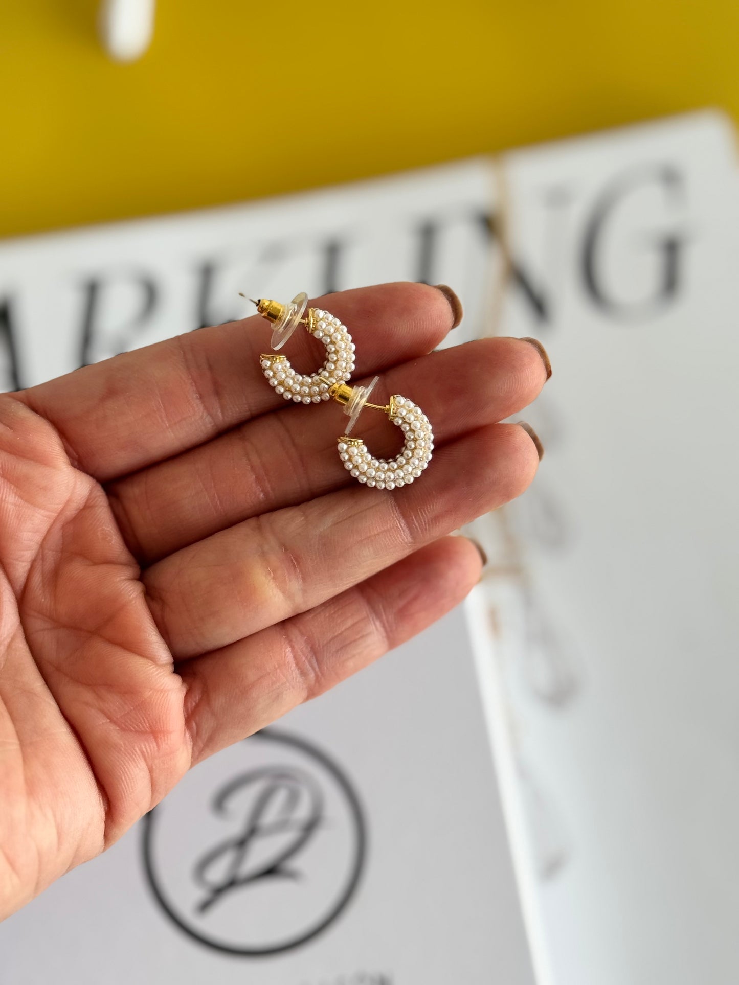 Mini pearl hoops