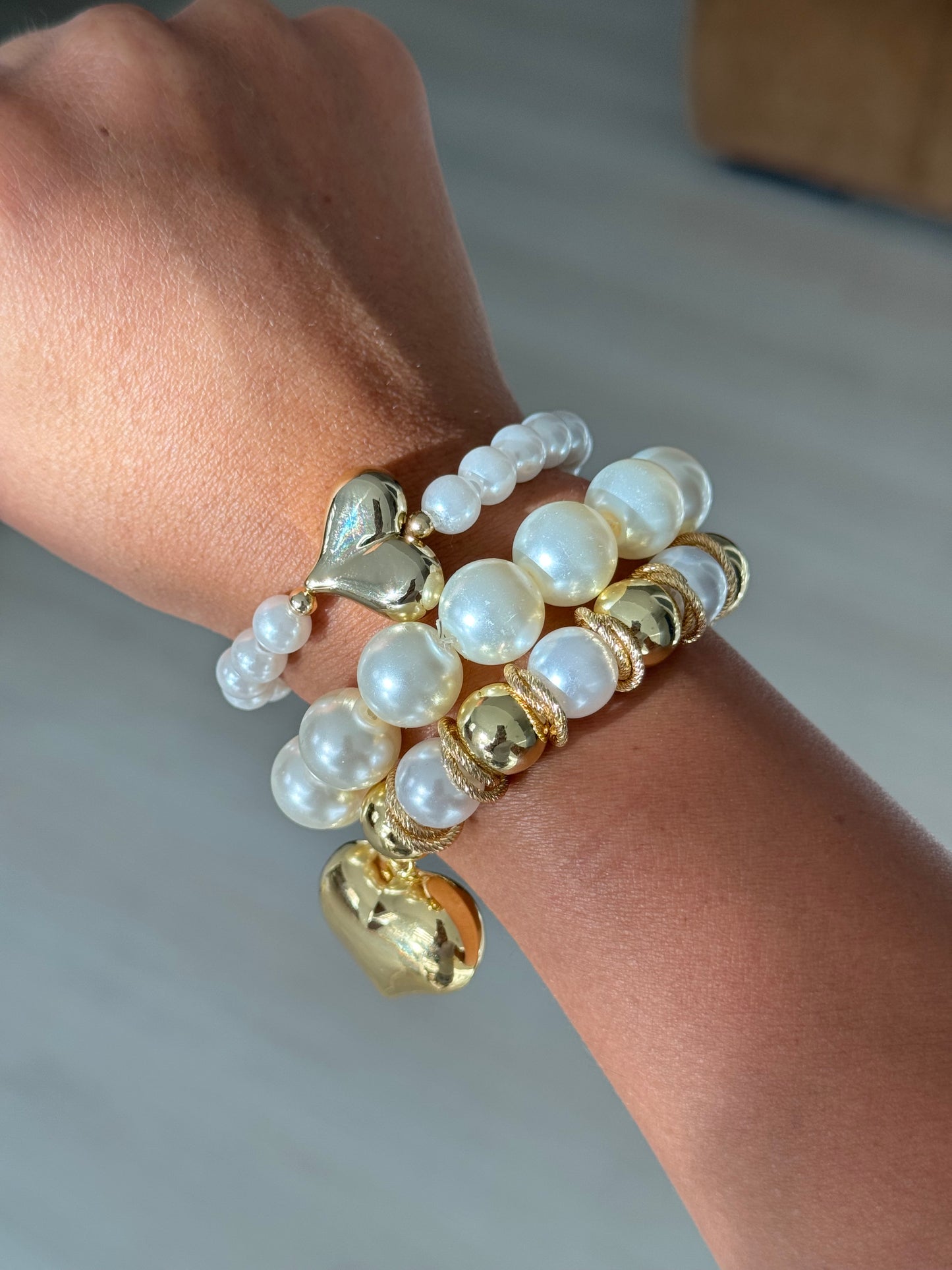 Heart pearl bracelet
