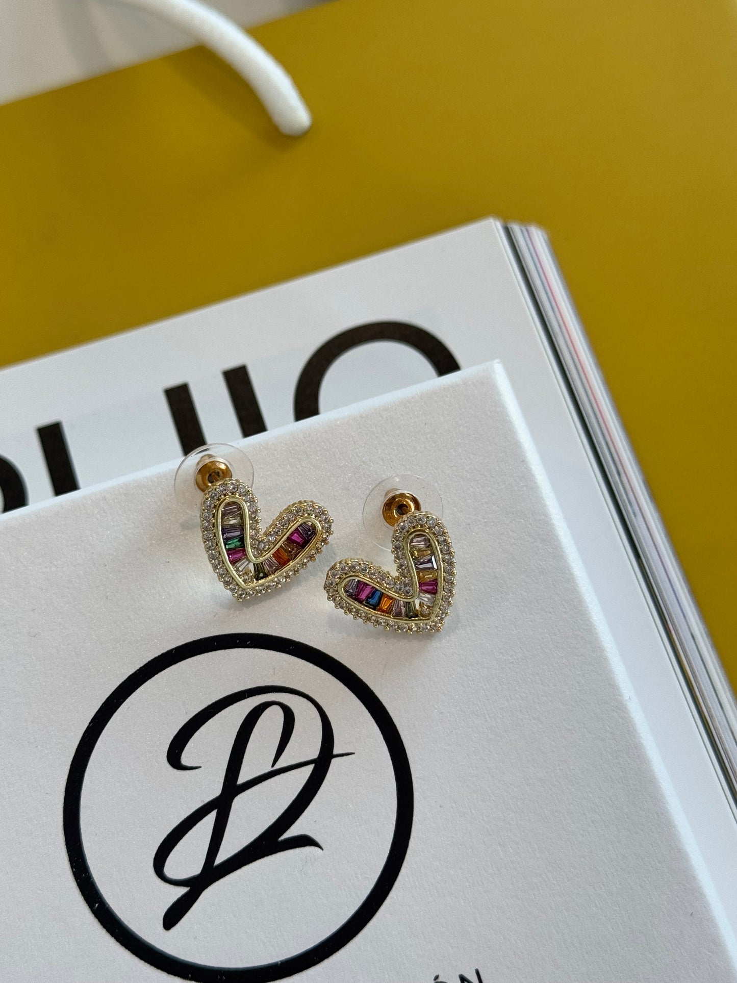 Colorful stud heart earrings