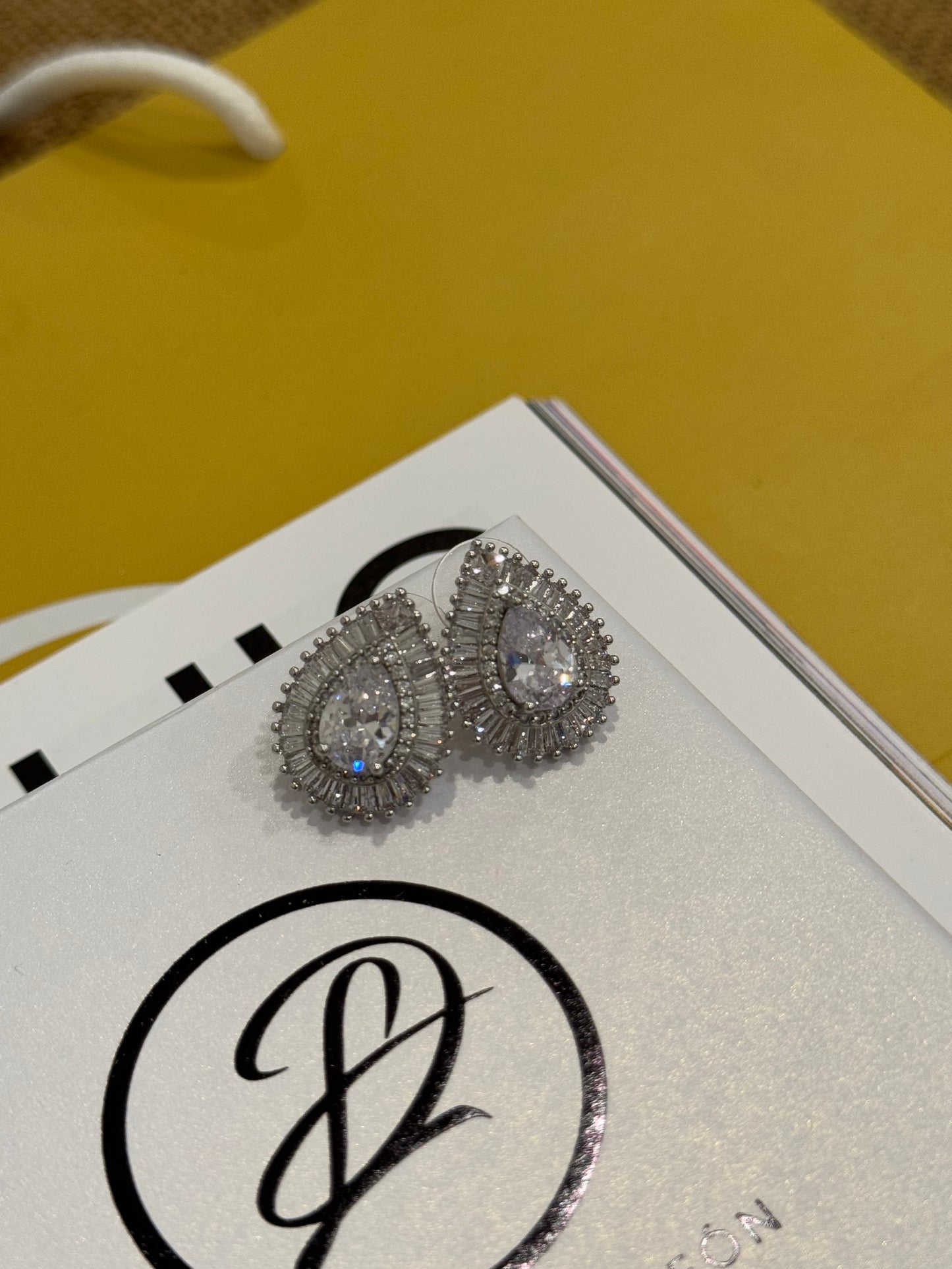 Teardrop crystal stud earrings