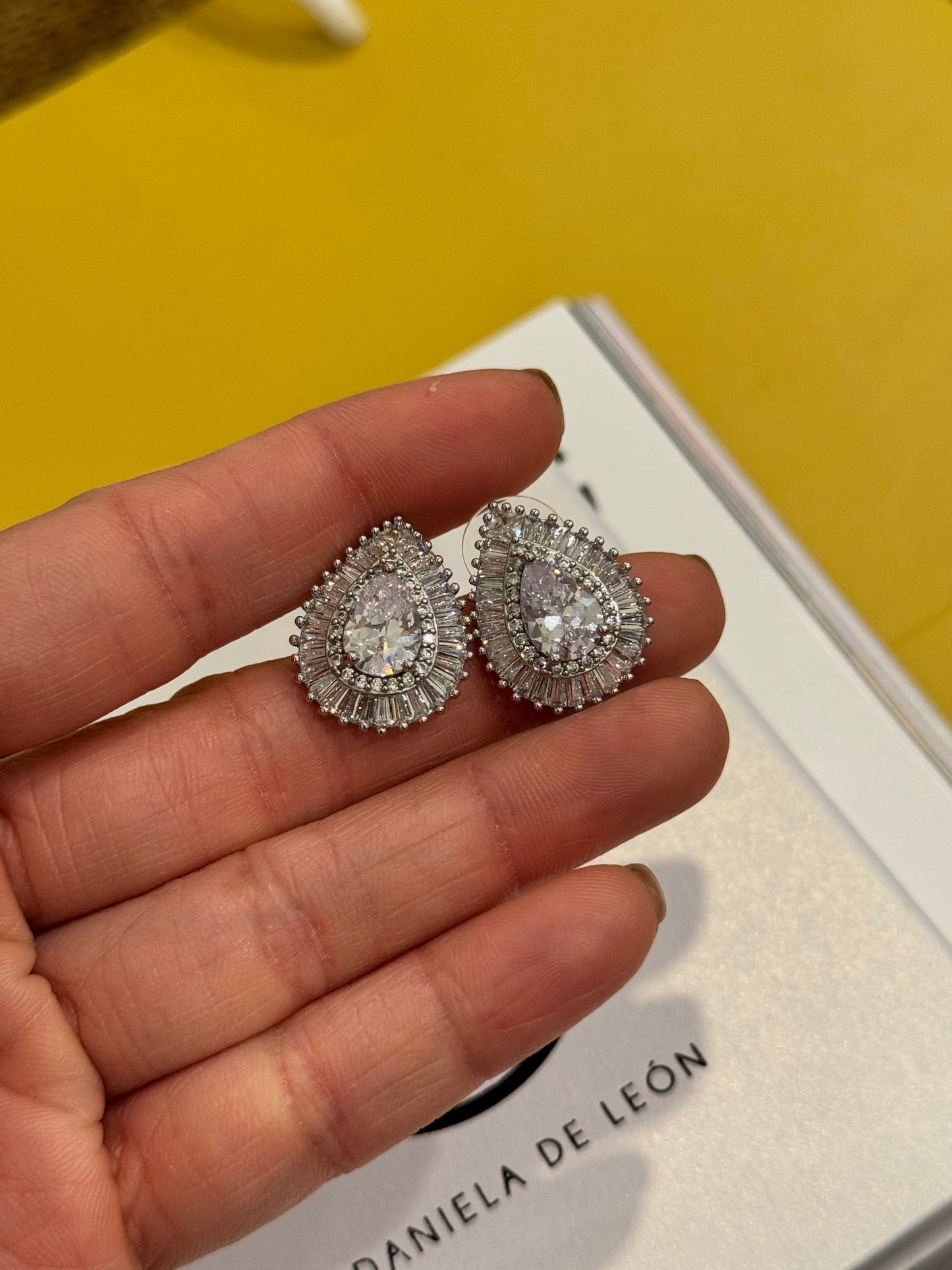 Teardrop crystal stud earrings
