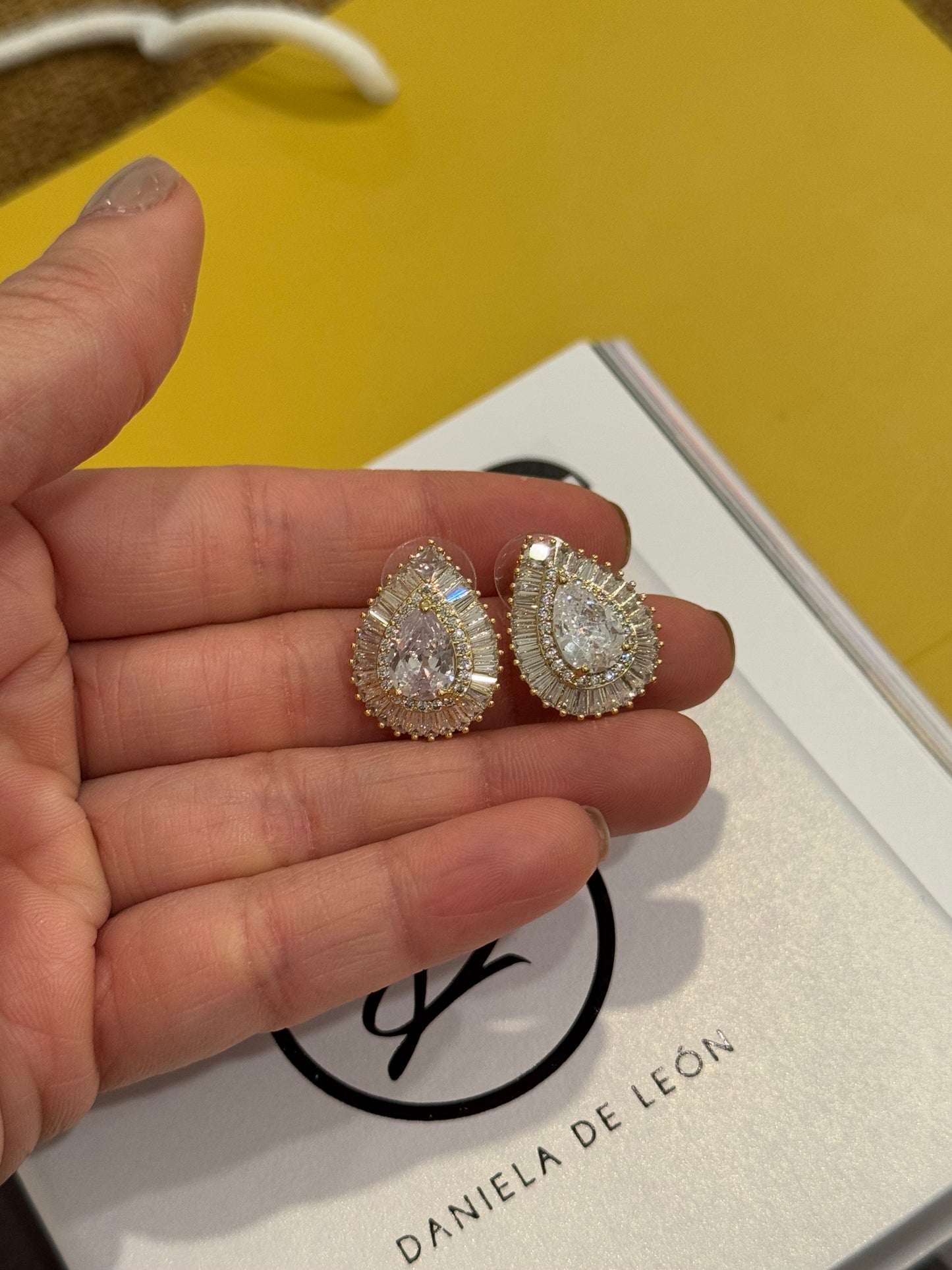 Teardrop crystal stud earrings