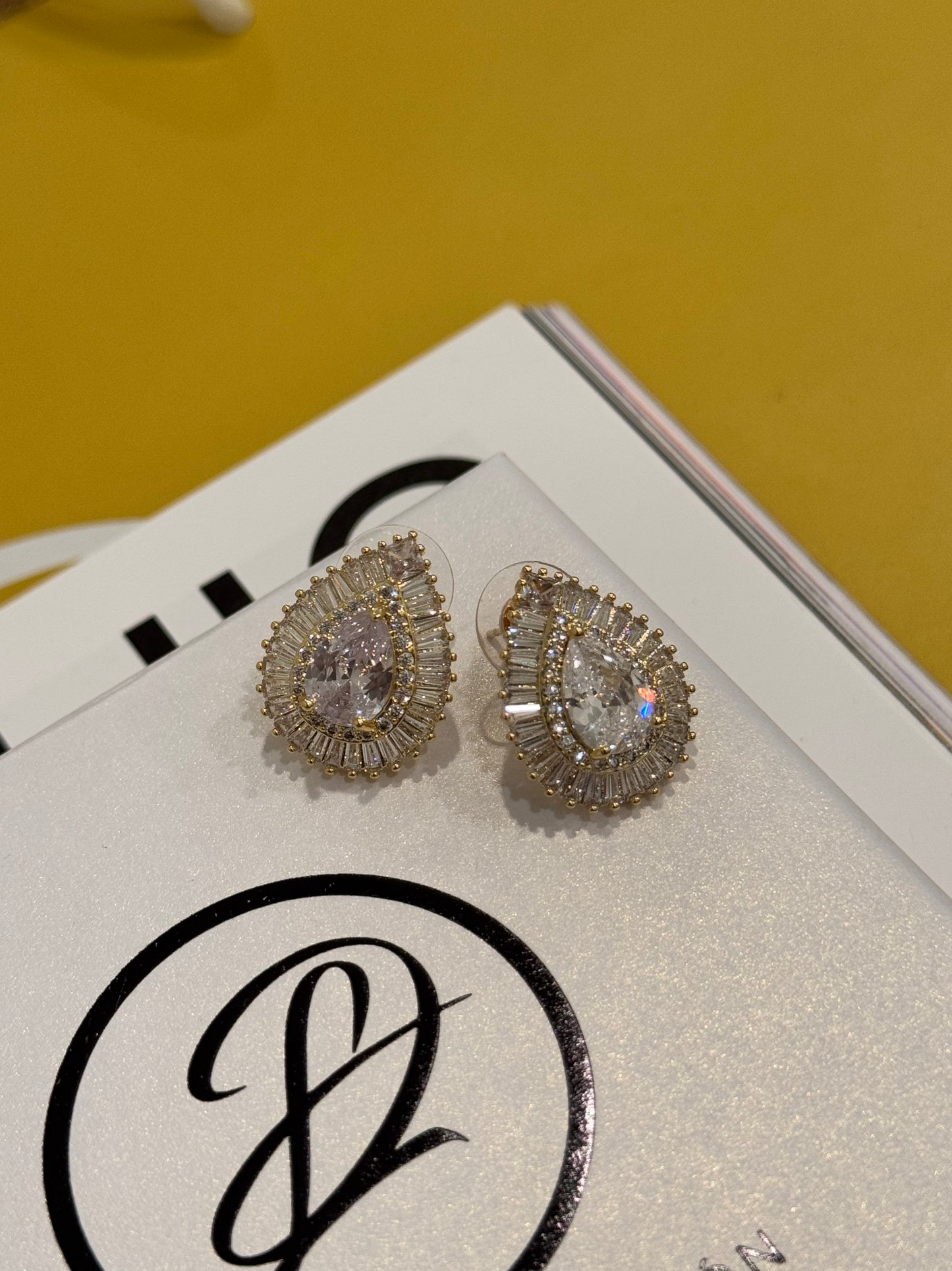 Teardrop crystal stud earrings