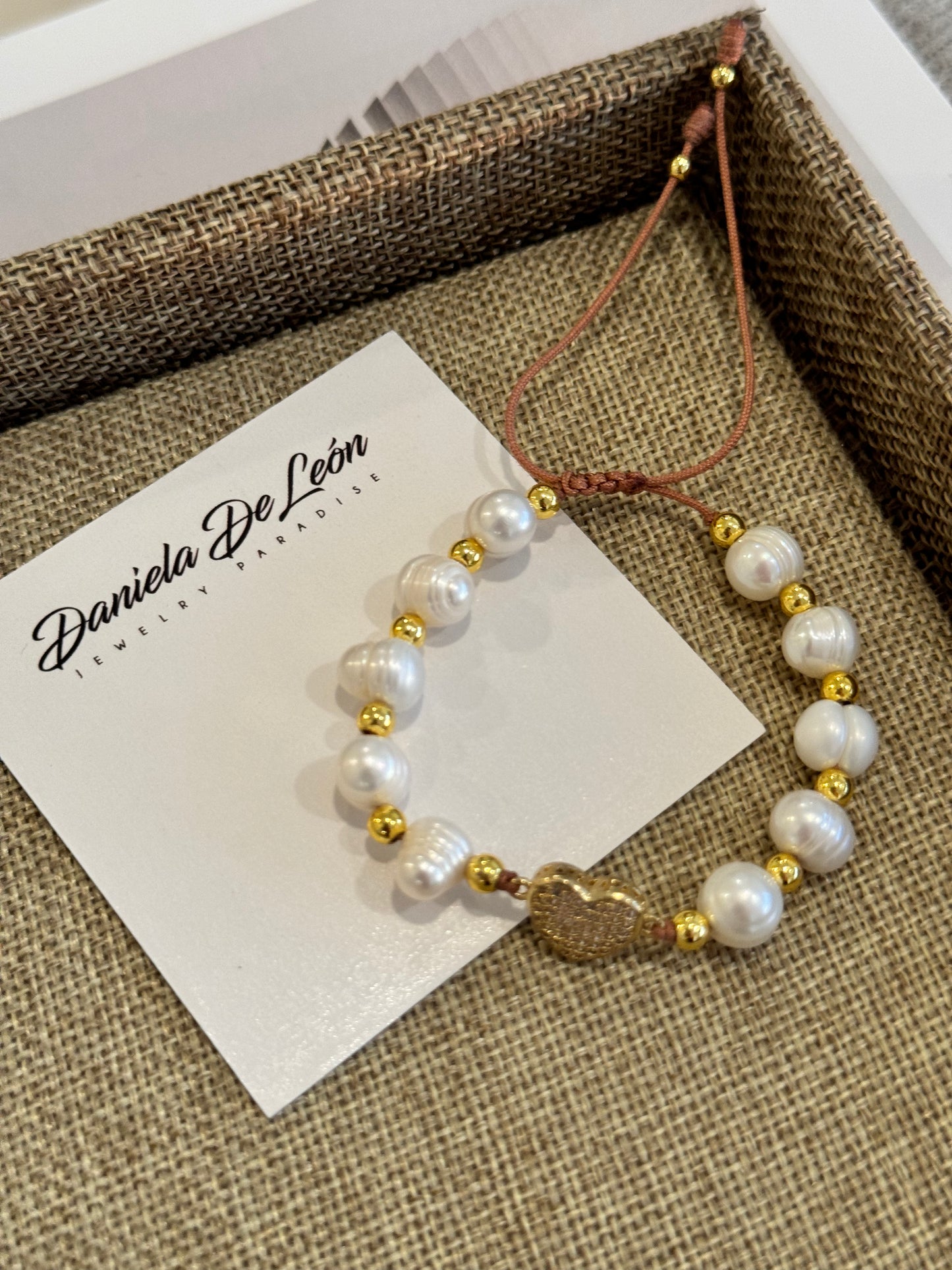 Heart Pave Pearl Bracelet