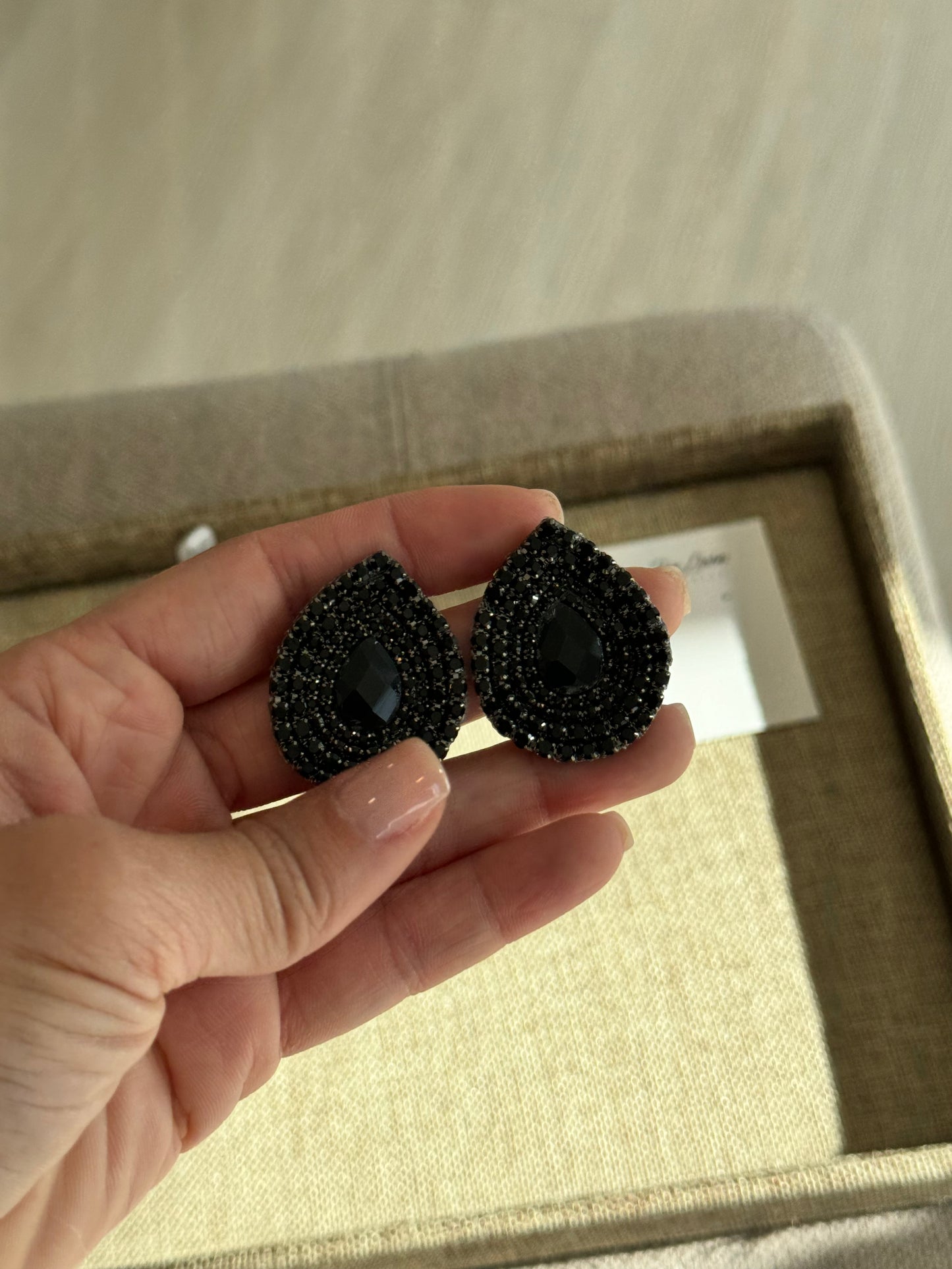 Handmade Tear Black Earrings