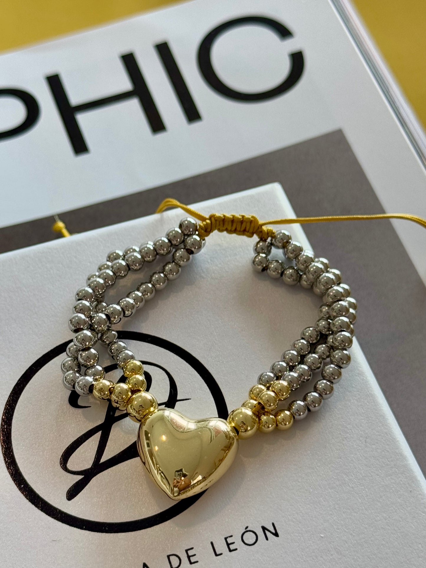 Valentines two tone adjustable bracelet
