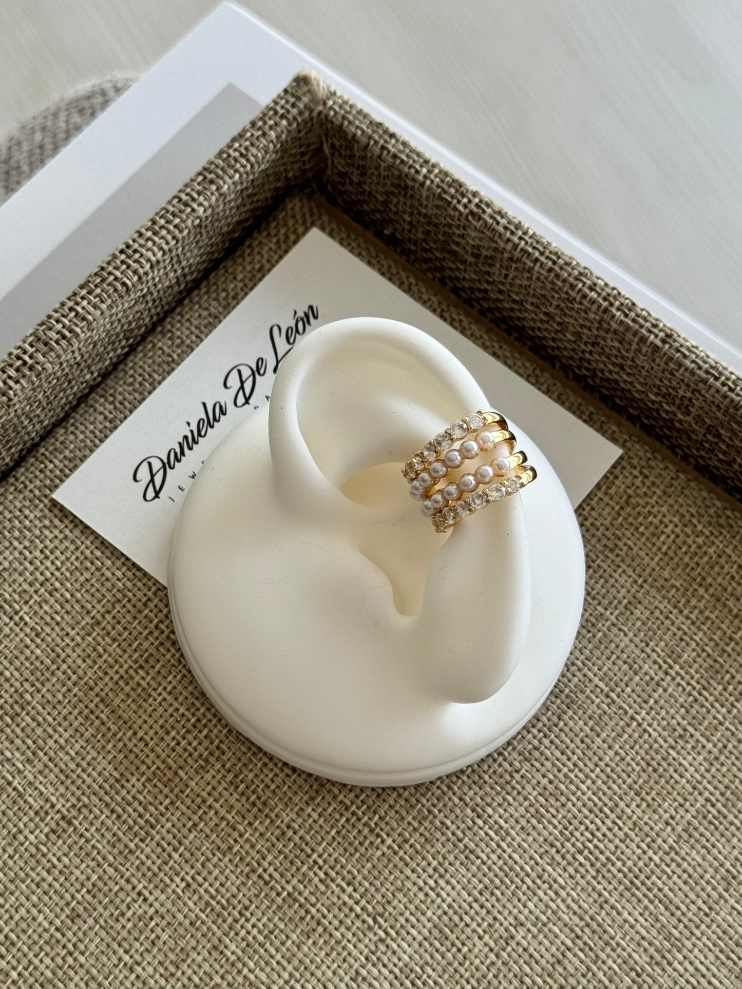 Pearl pave rows ear cuff