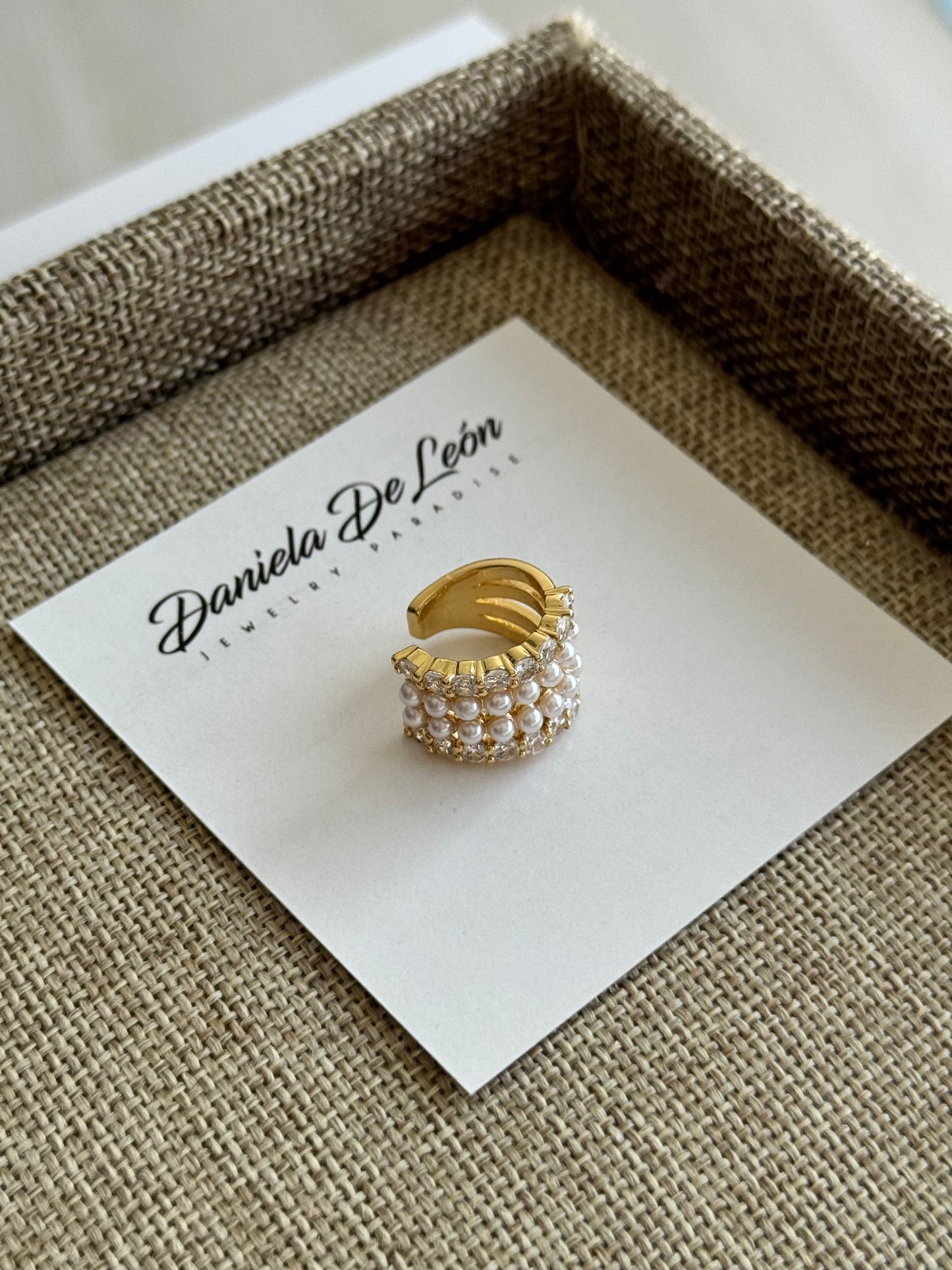 Pearl pave rows ear cuff