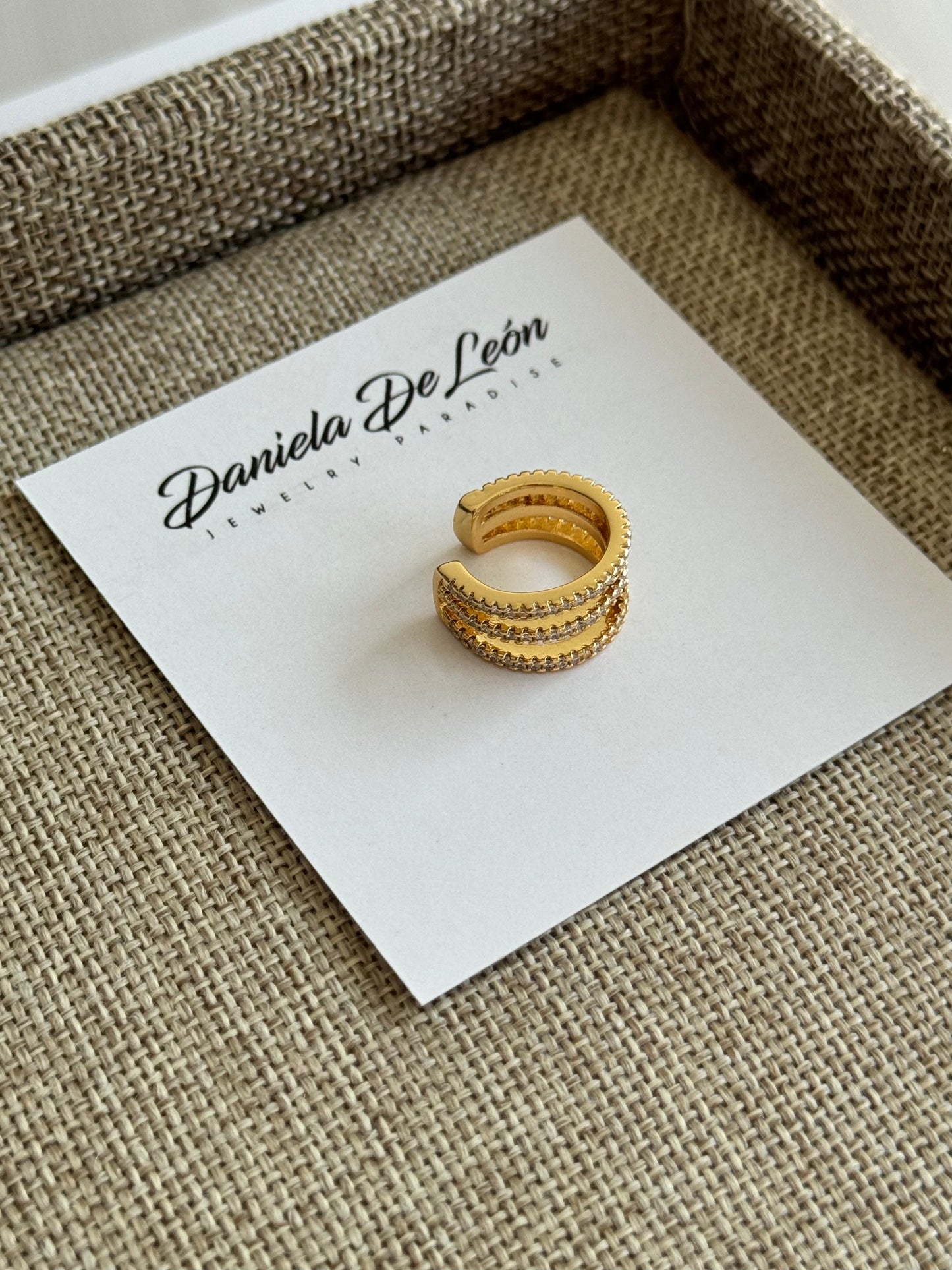 Three rows pave ear cuff