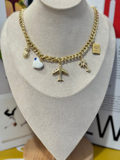 Golden trip necklace + earrings GIFT