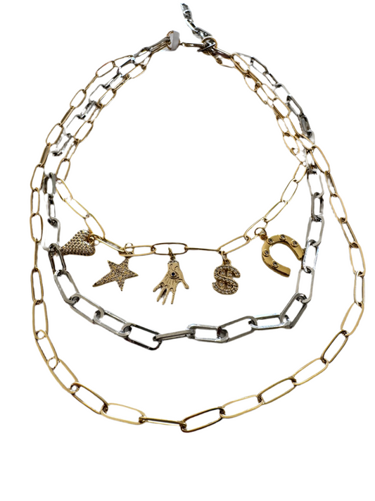 Abundance two tone layer necklace