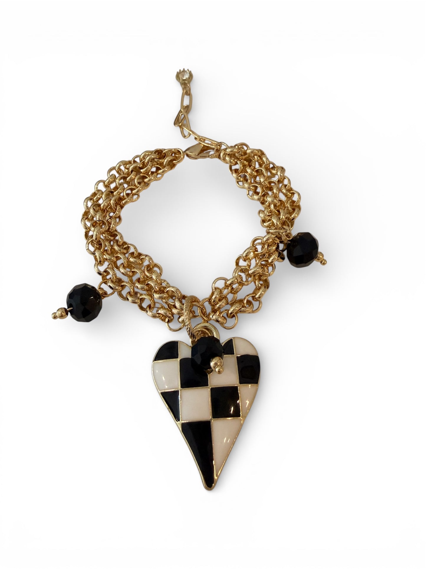Black and white Statement Triple Chain Bracelet