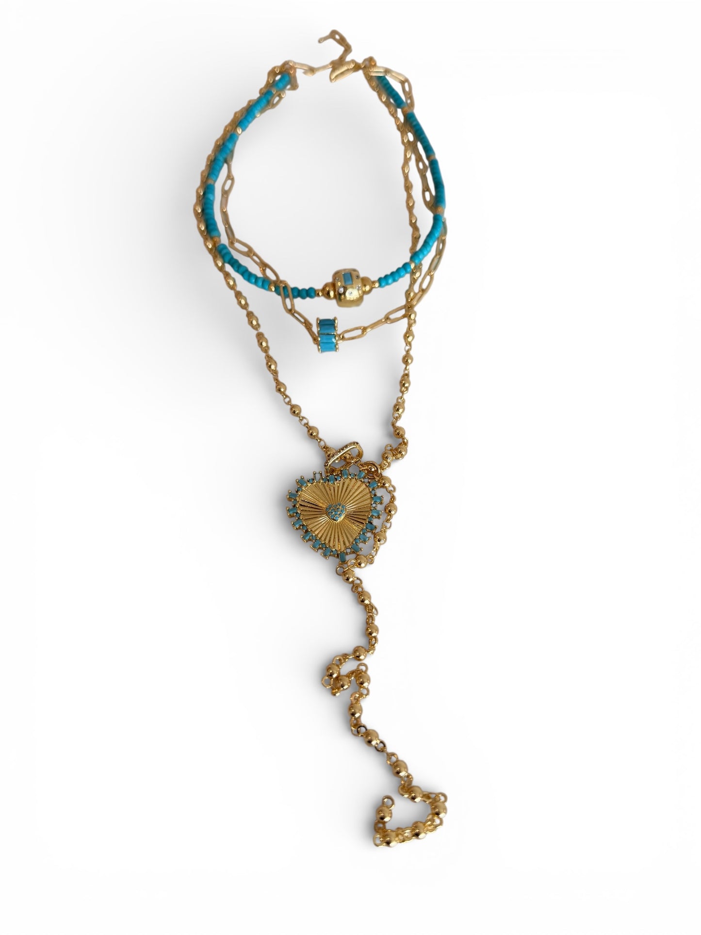 BEQUEVÉ LIMITED EDITION CHOKER (premium turquoise beads) LAYERING NECKLACE
