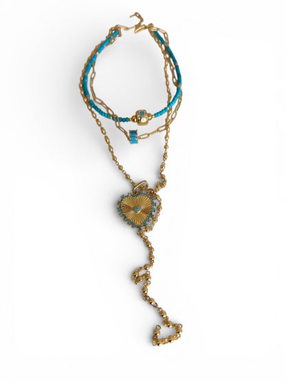 BEQUEVÉ LIMITED EDITION CHOKER (premium turquoise beads) LAYERING NECKLACE