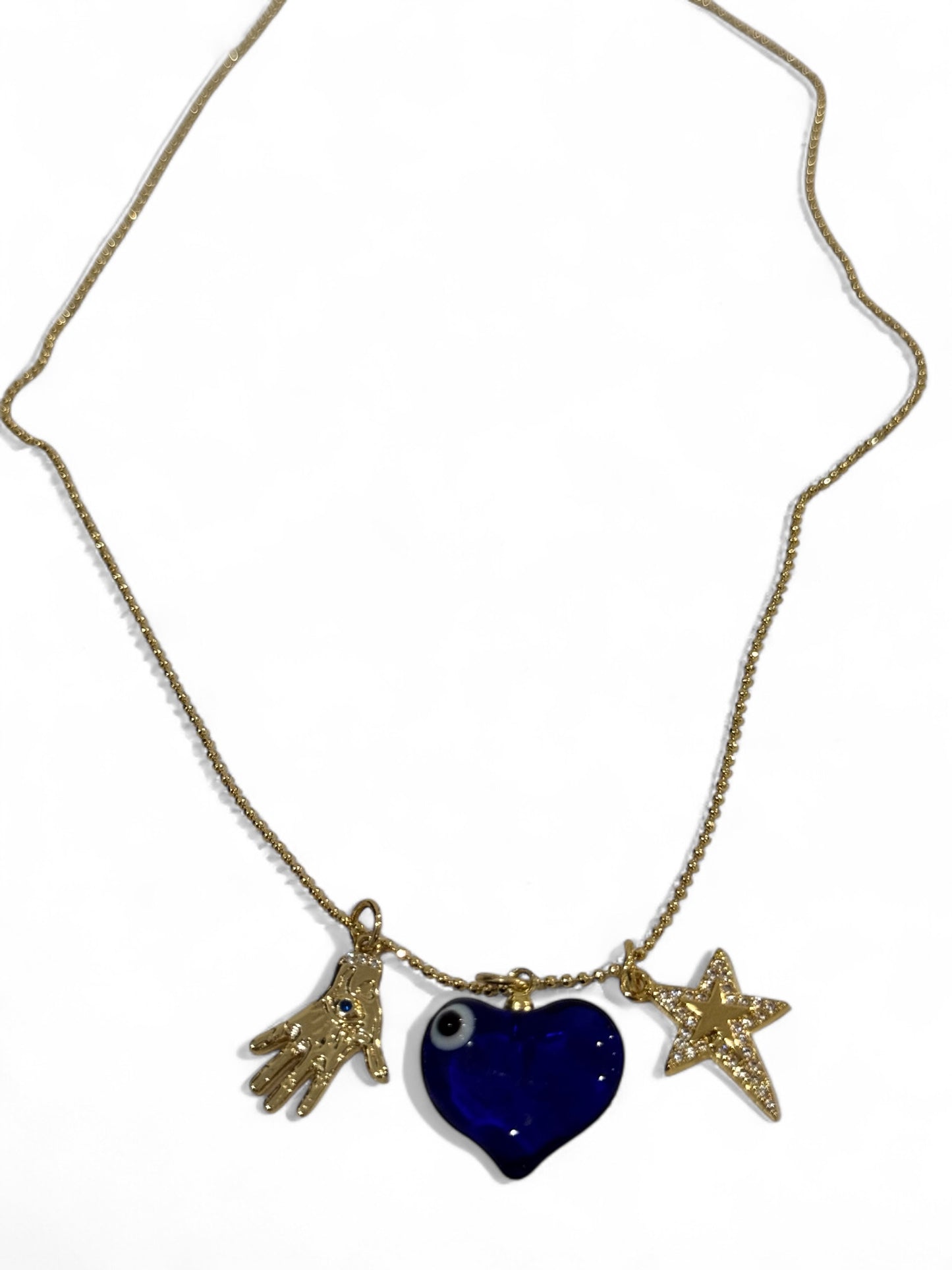 Protection hamsa blue essential necklace