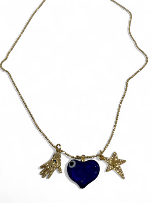 Protection hamsa blue essential necklace