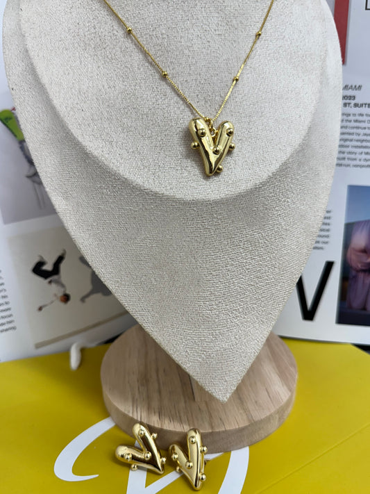 Heart Necklace + earrings set